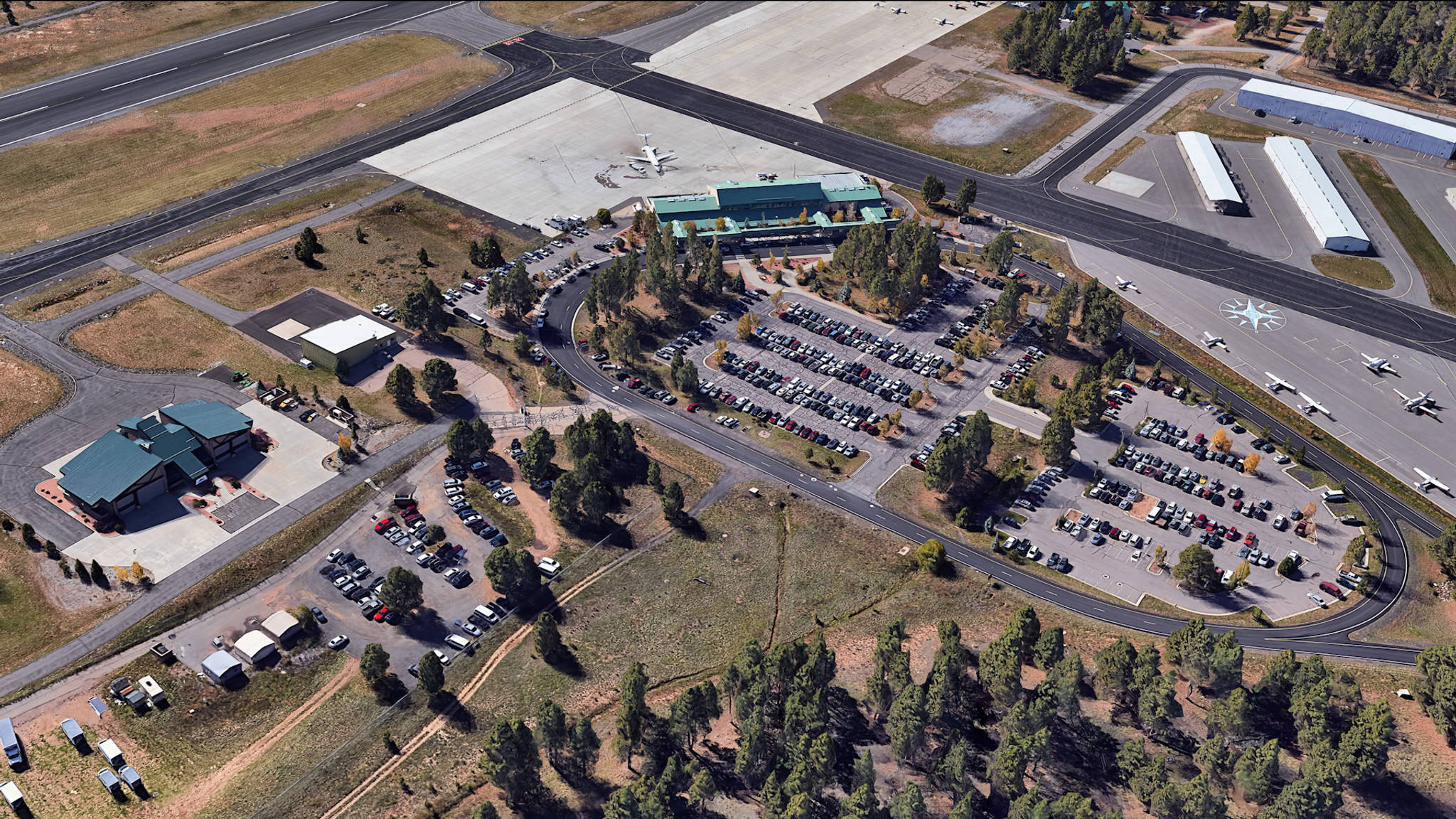 Aerial View of Flagstaff Pulliam Airport Parking
