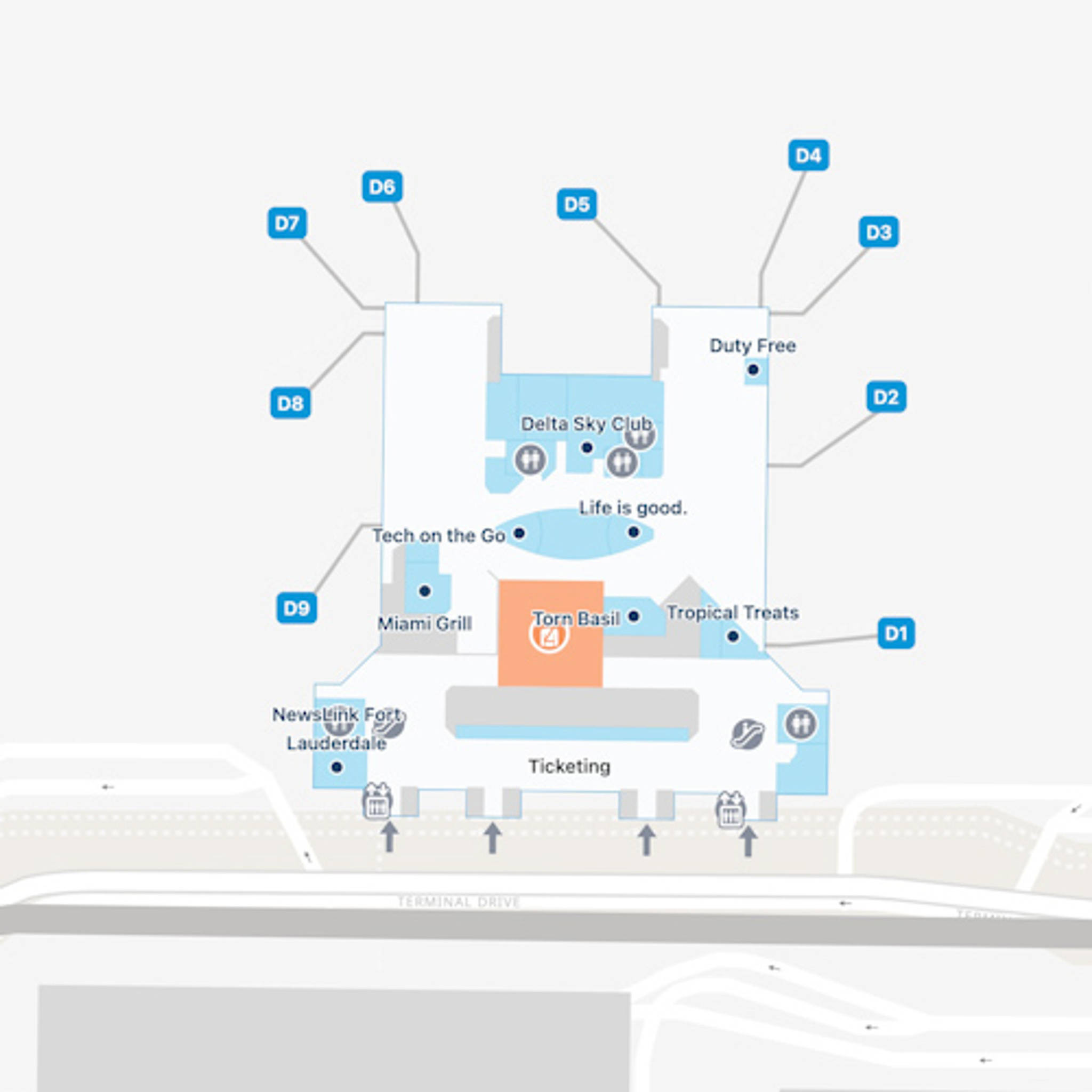 Fort Lauderdale Hollywood Airport FLL Terminal 2 Map