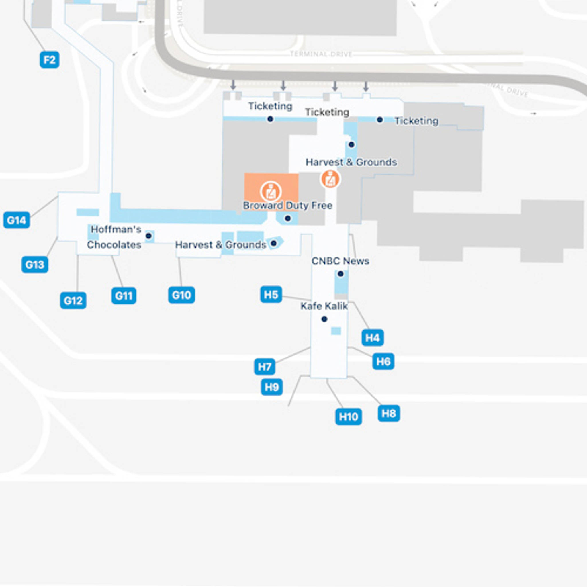 Fort Lauderdale Hollywood Airport FLL Terminal 4 Map