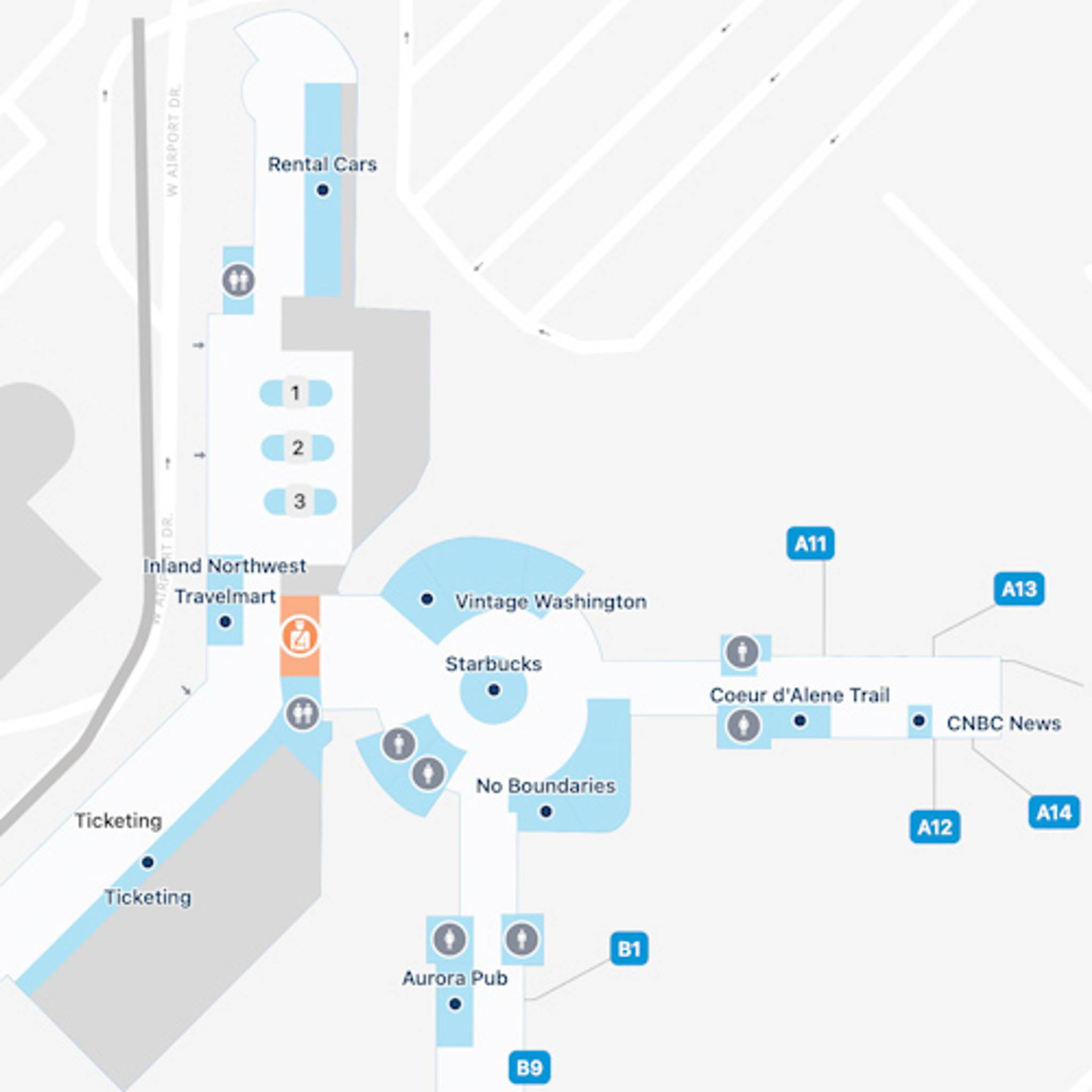 Spokane Airport GEG Concourse A Map