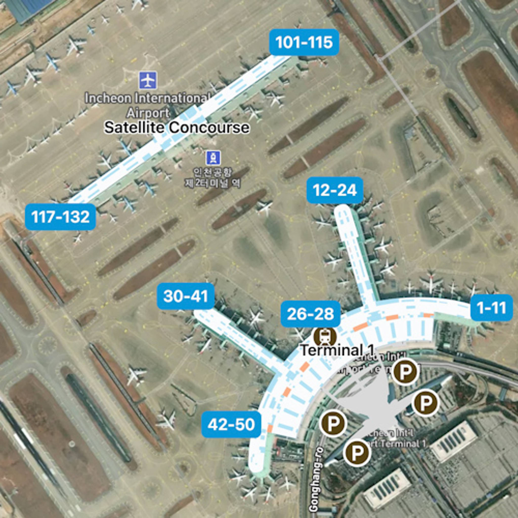 Incheon Airport ICN Terminal Overview Map