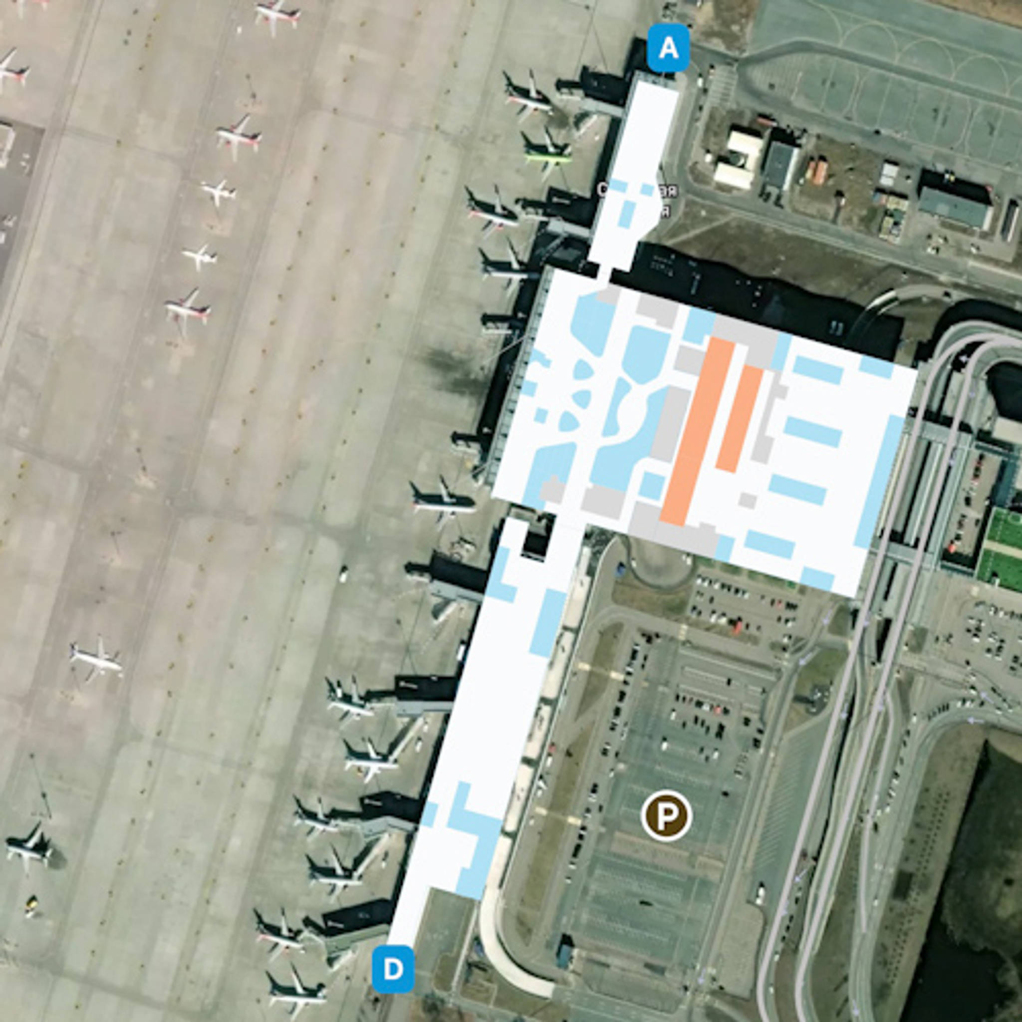 St Petersburg Pulkovo Airport LED Terminal Overview Map