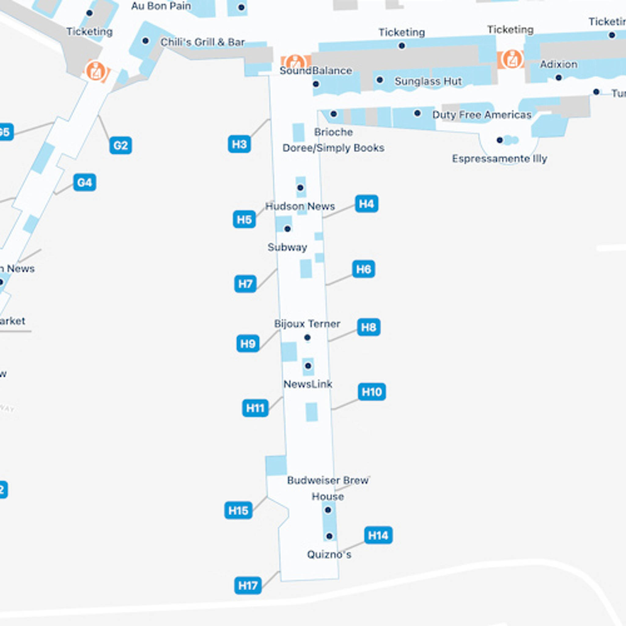 Miami Airport MIA Concourse H Map