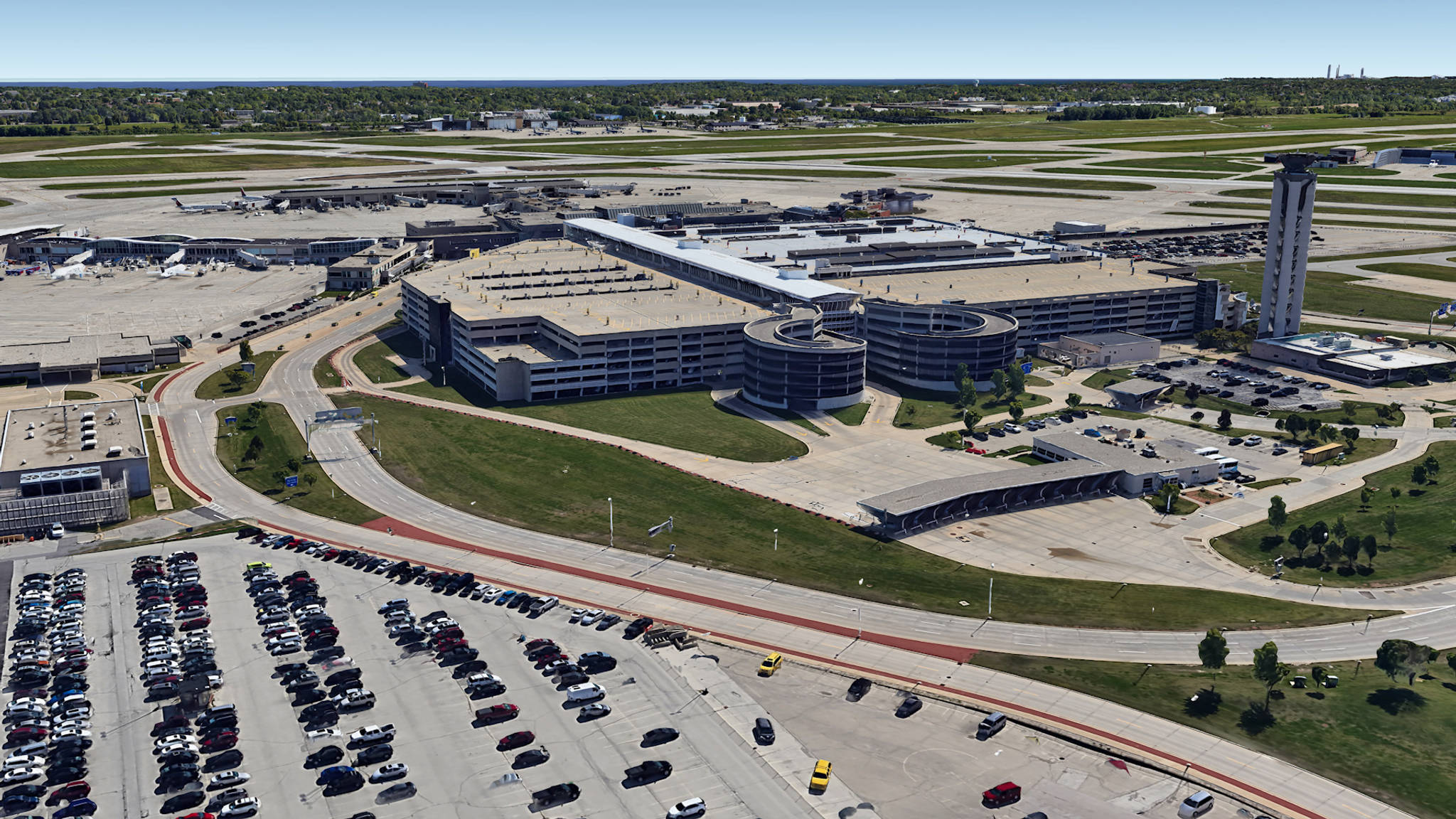 Aerial View of Milwaukee Airport Parking