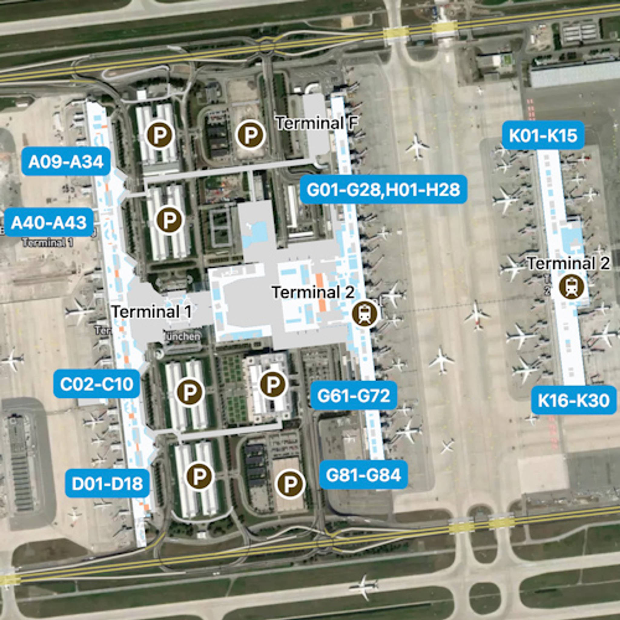 Munich Airport MUC Terminal Overview Map