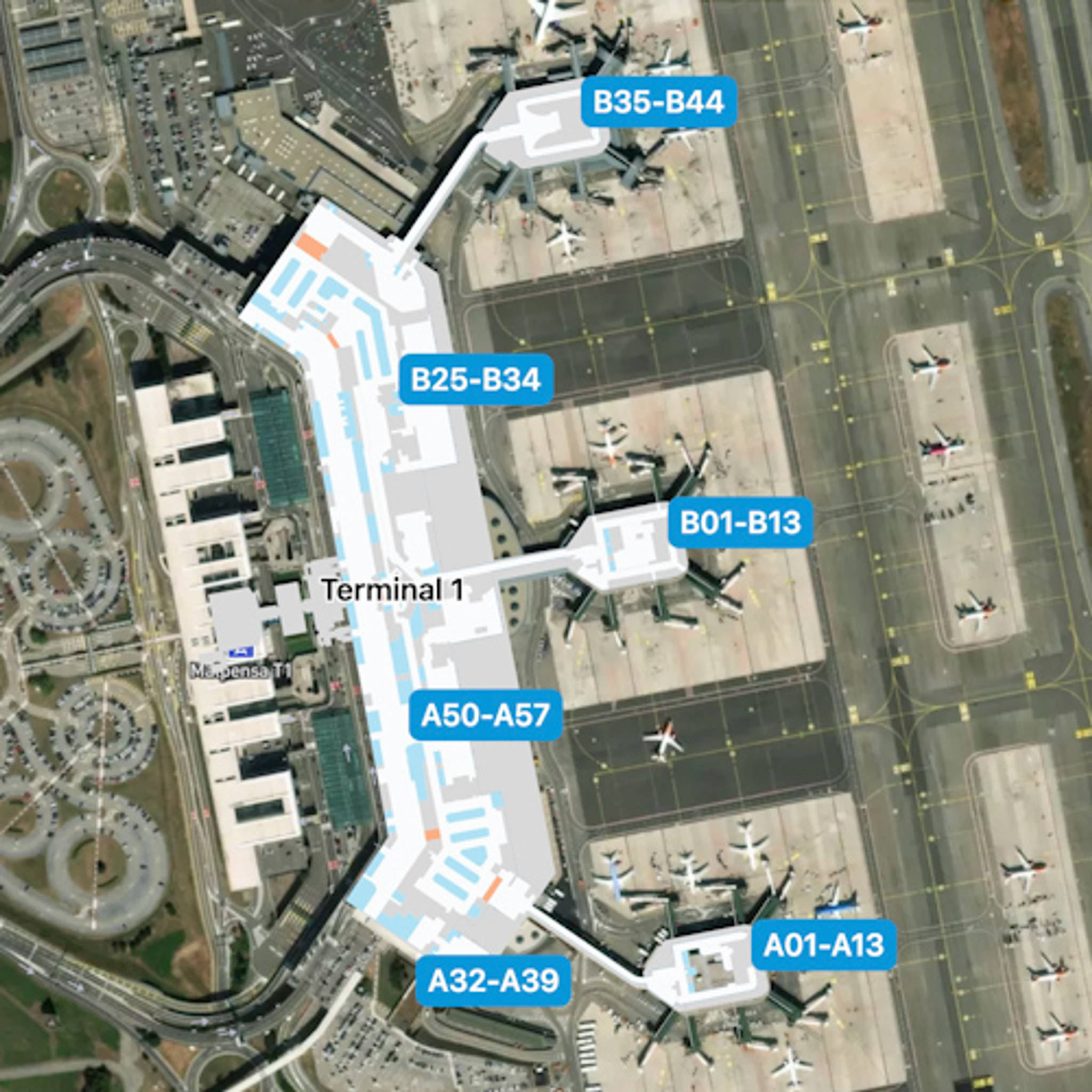 Milan Malpensa Airport MXP Terminal Overview Map