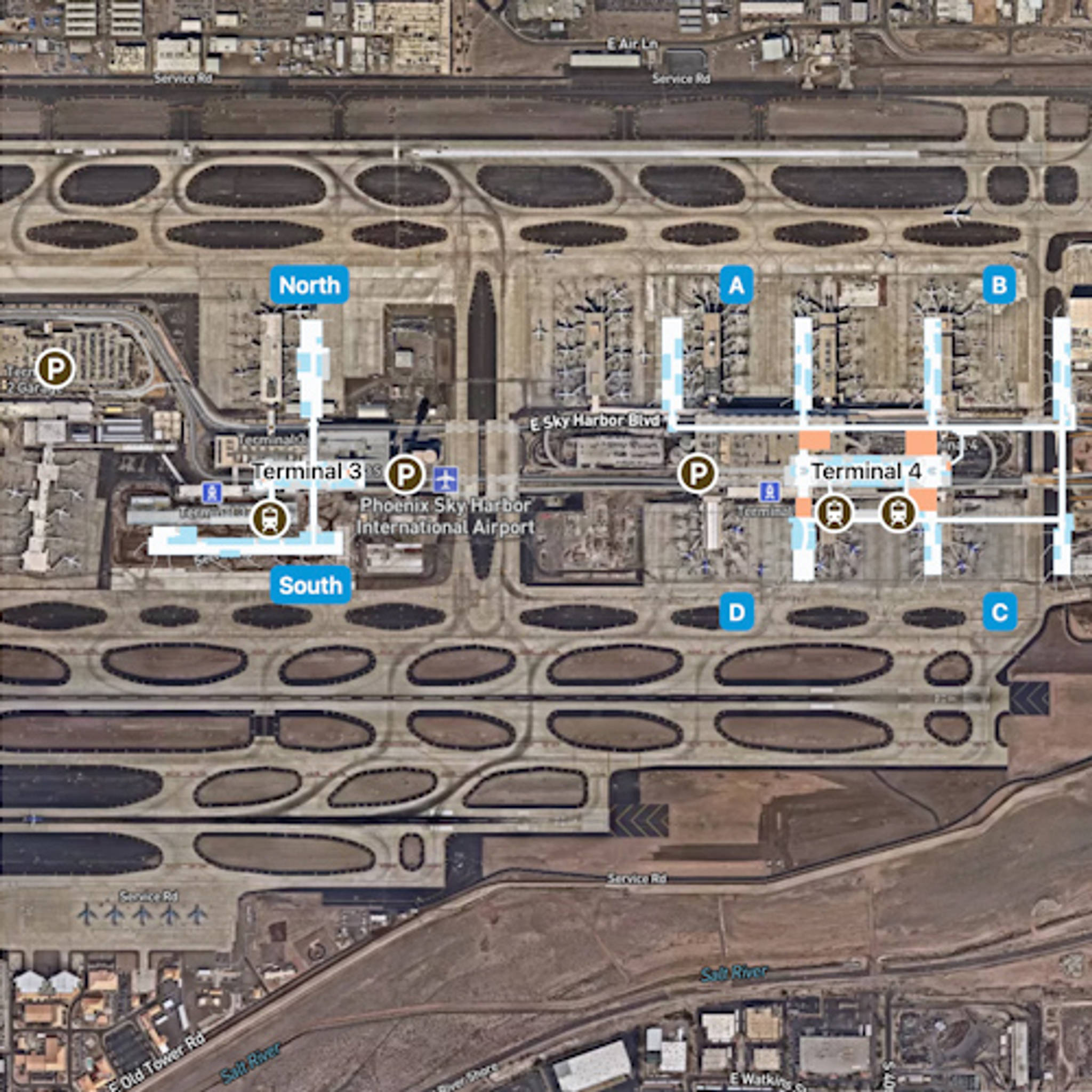 Phoenix Sky Harbor Airport PHX Terminal Overview Map