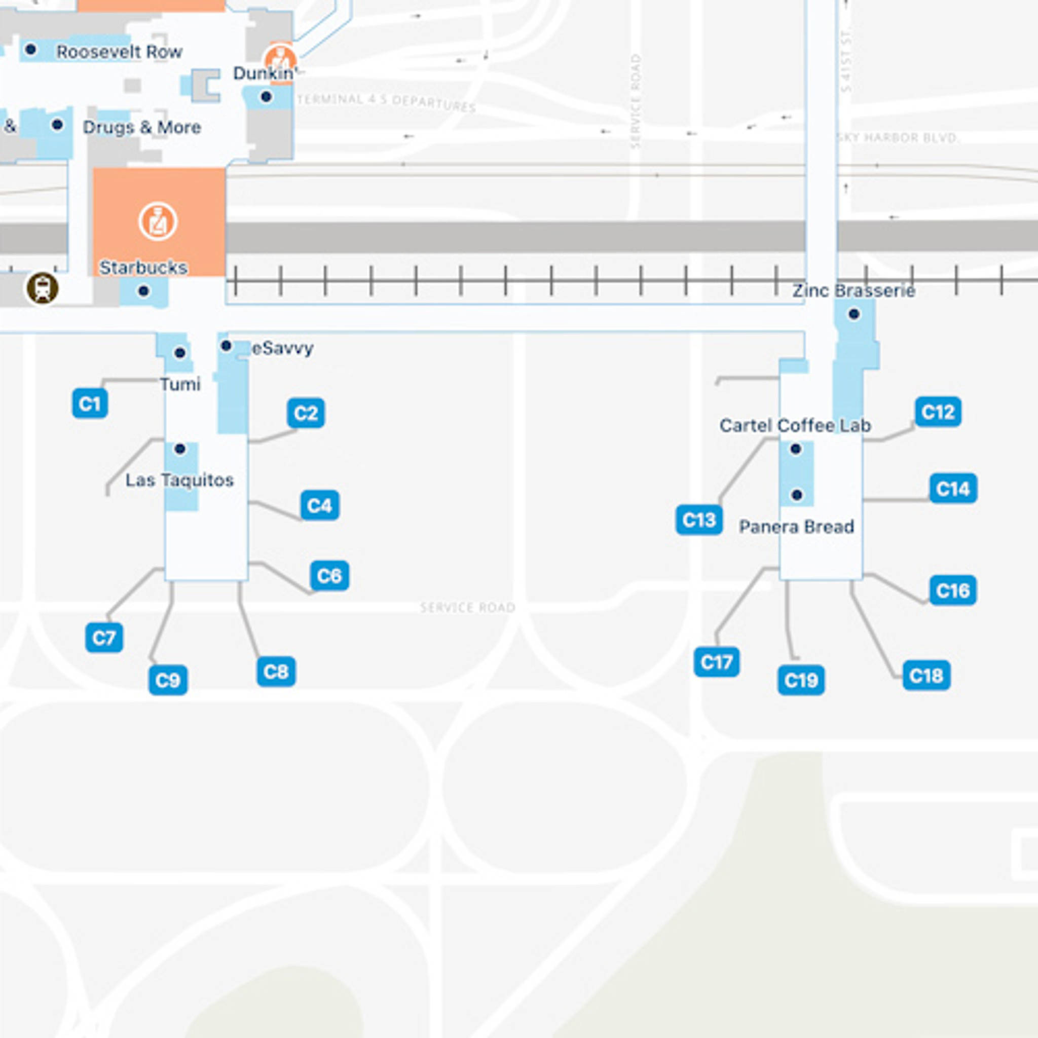 Phoenix Sky Harbor Airport PHX Concourse C Map