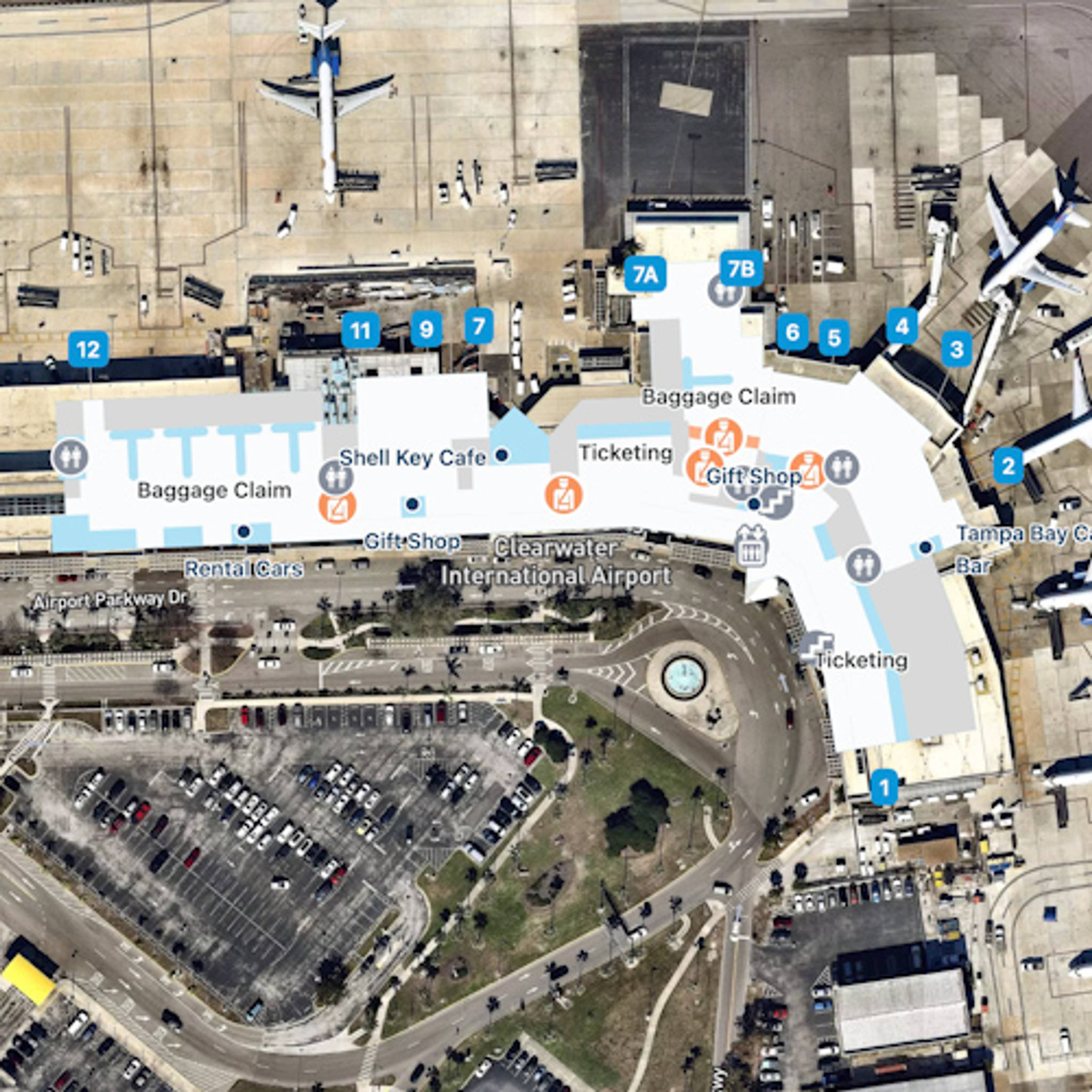 St Petersburg - Clearwater Airport PIE Terminal Overview Map