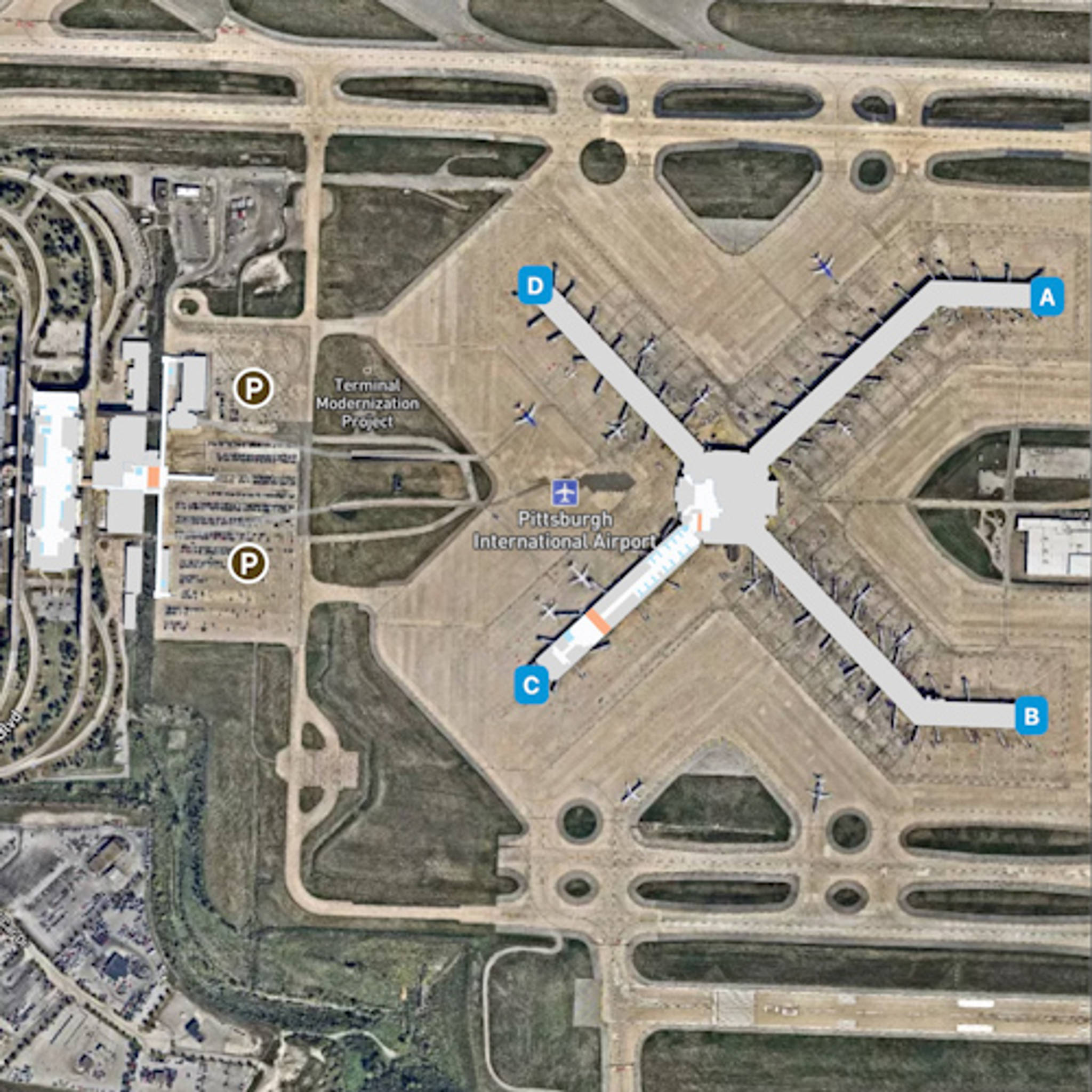 Pittsburgh Airport PIT Terminal Overview Map