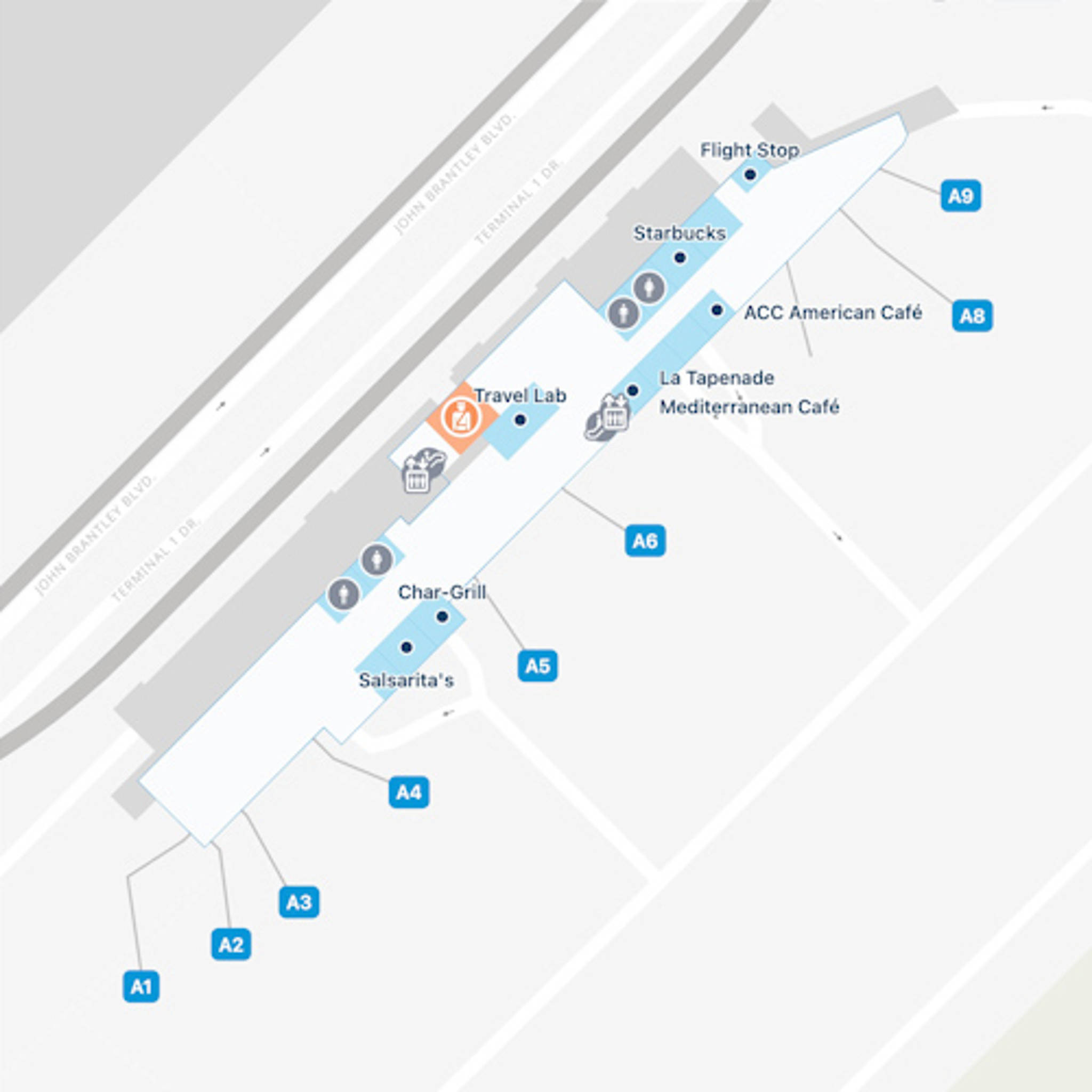 Raleigh Durham Airport RDU Terminal 1 Map