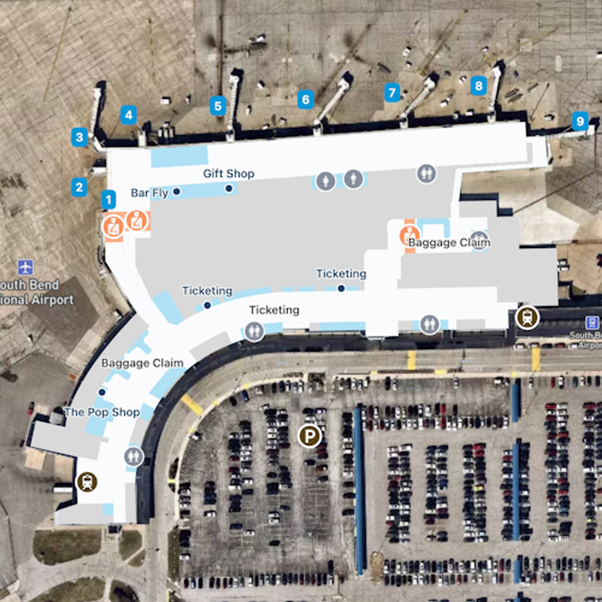 South Bend Regional Airport SBN Terminal Overview Map