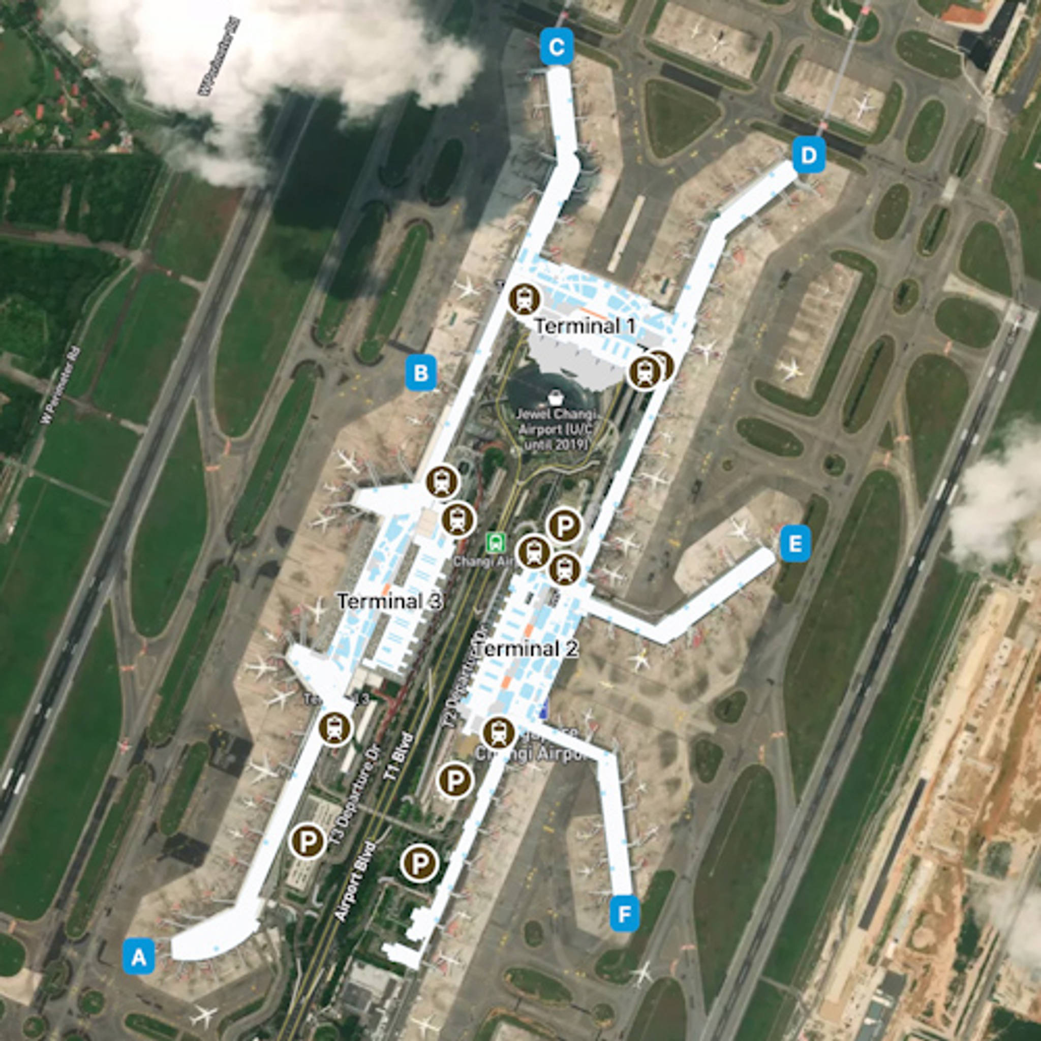 Singapore Changi Airport SIN Terminal Overview Map