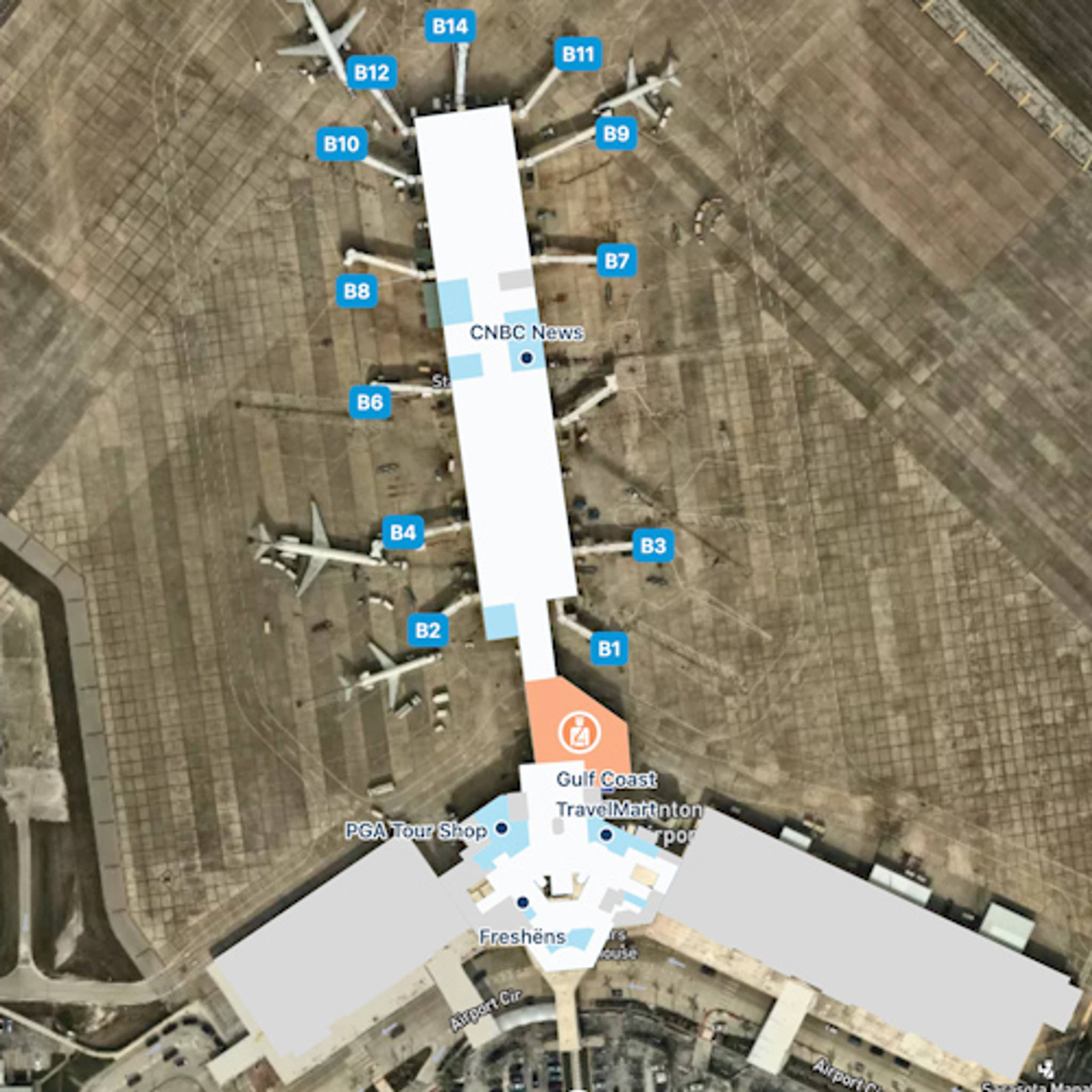 Sarasota Bradenton Airport SRQ Terminal Overview Map