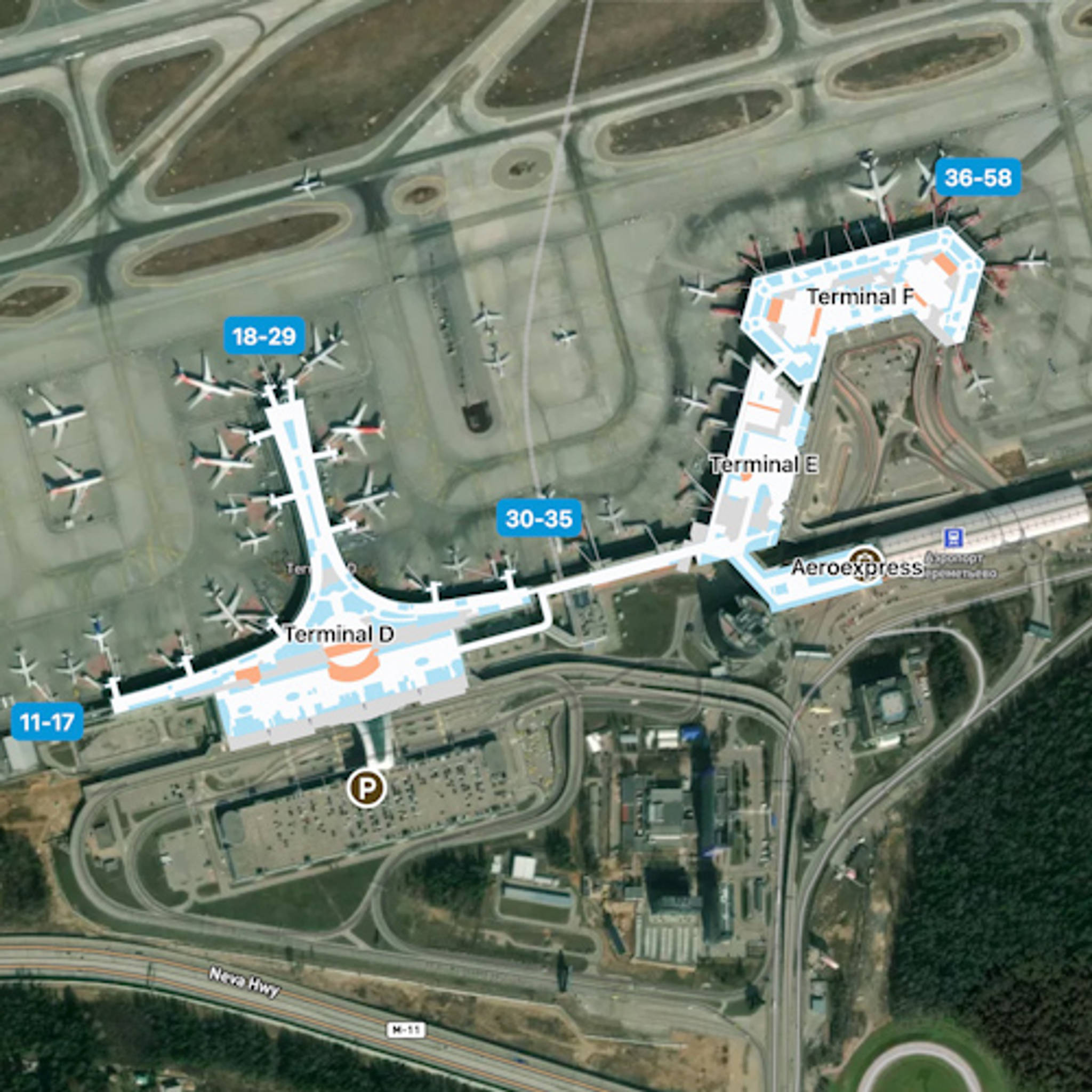 Moscow Sheremetyevo Airport SVO Terminal Overview Map