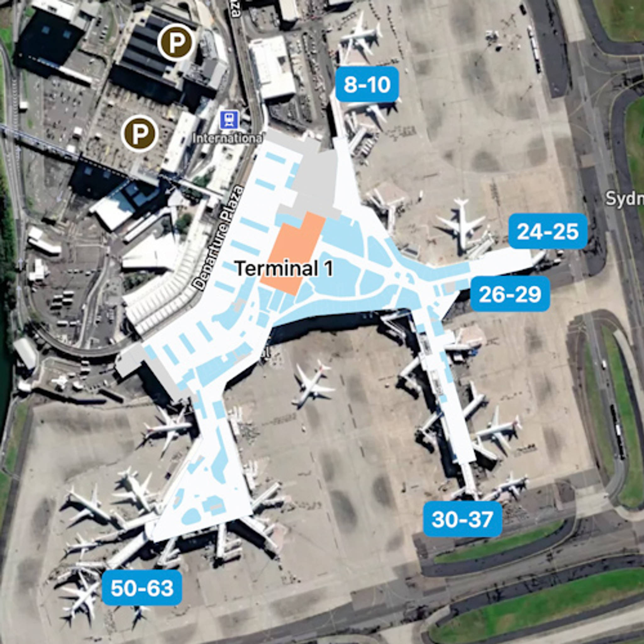 Sydney Kingsford Smith Airport SYD Terminal Overview Map