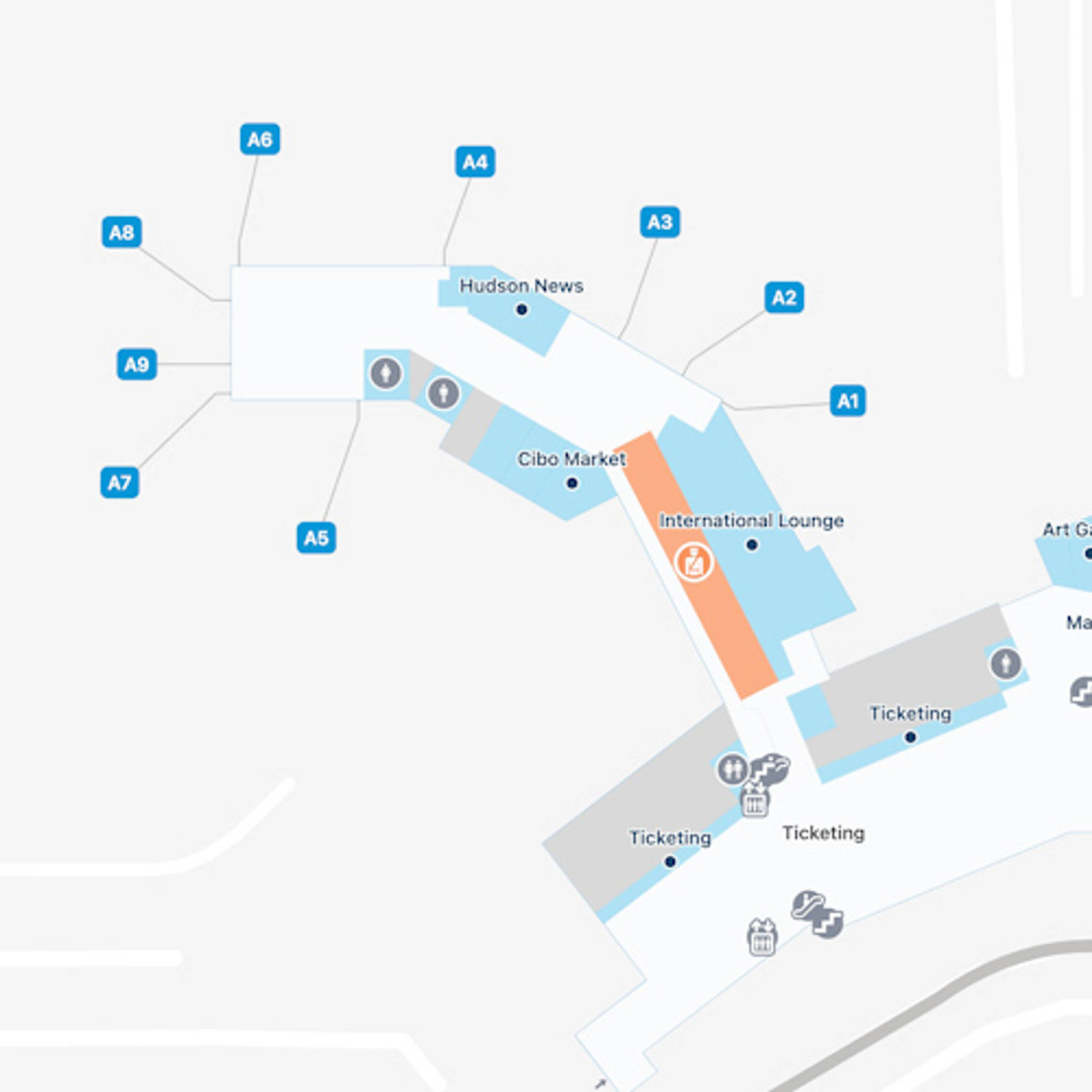 Tucson Airport TUS Concourse A Map