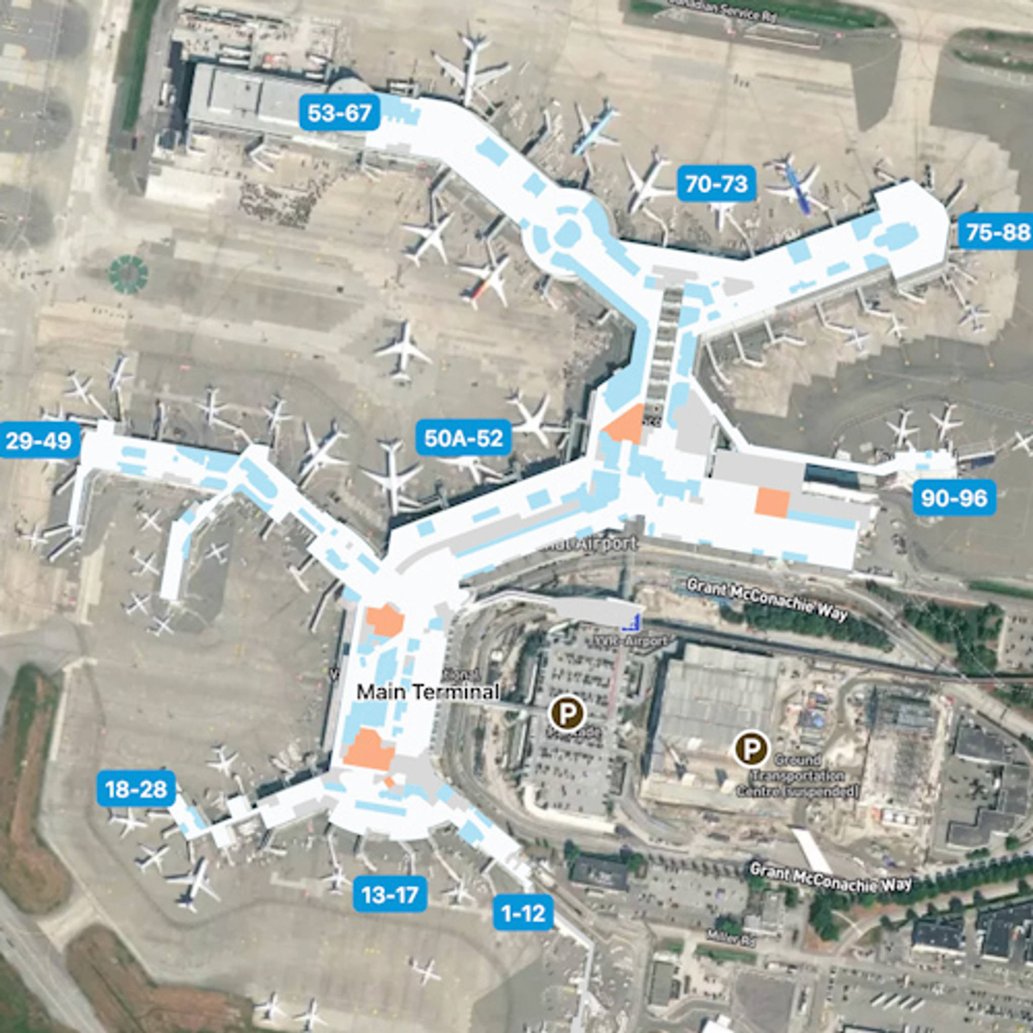 Vancouver Airport YVR Terminal Overview Map
