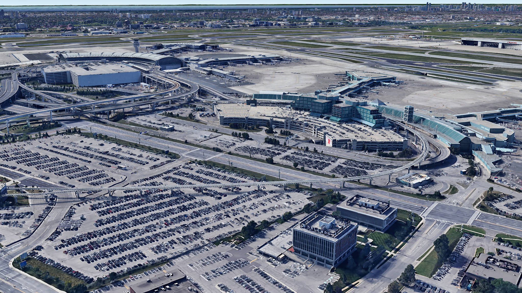 Aerial View of Toronto Airport Parking