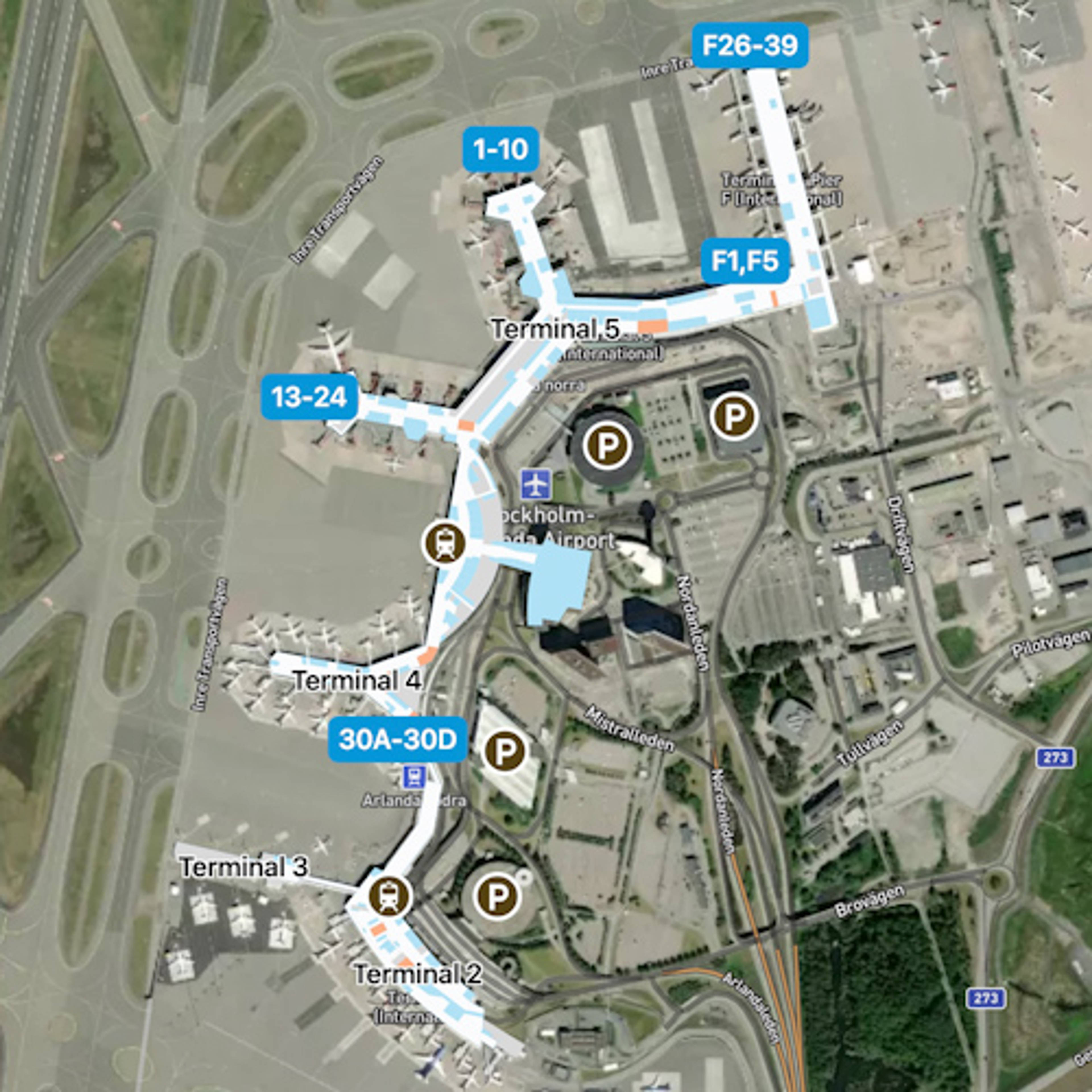 Stockholm Arlanda Airport ARN Terminal Overview Map