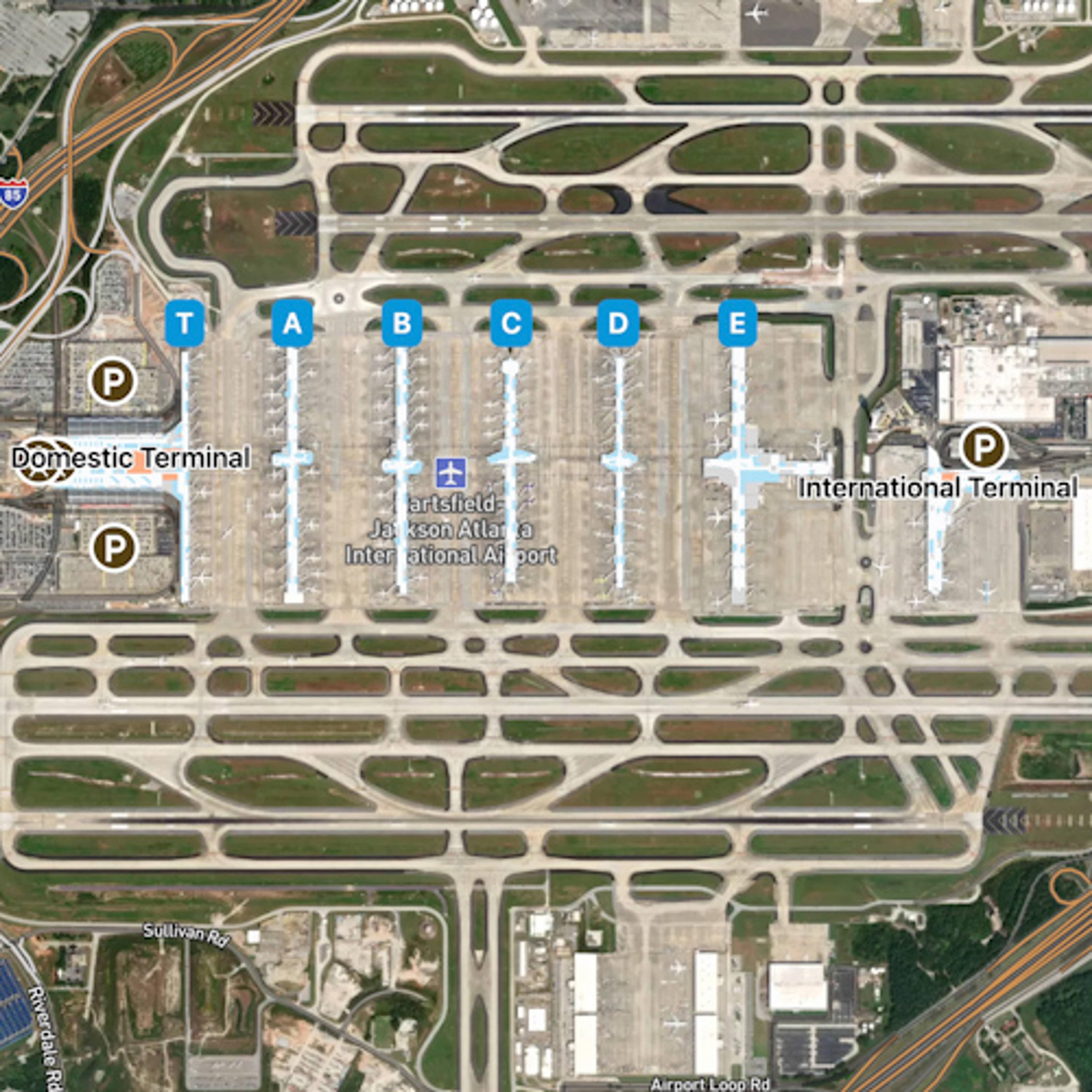 Hartsfield Jackson Atlanta Airport ATL Terminal Overview Map