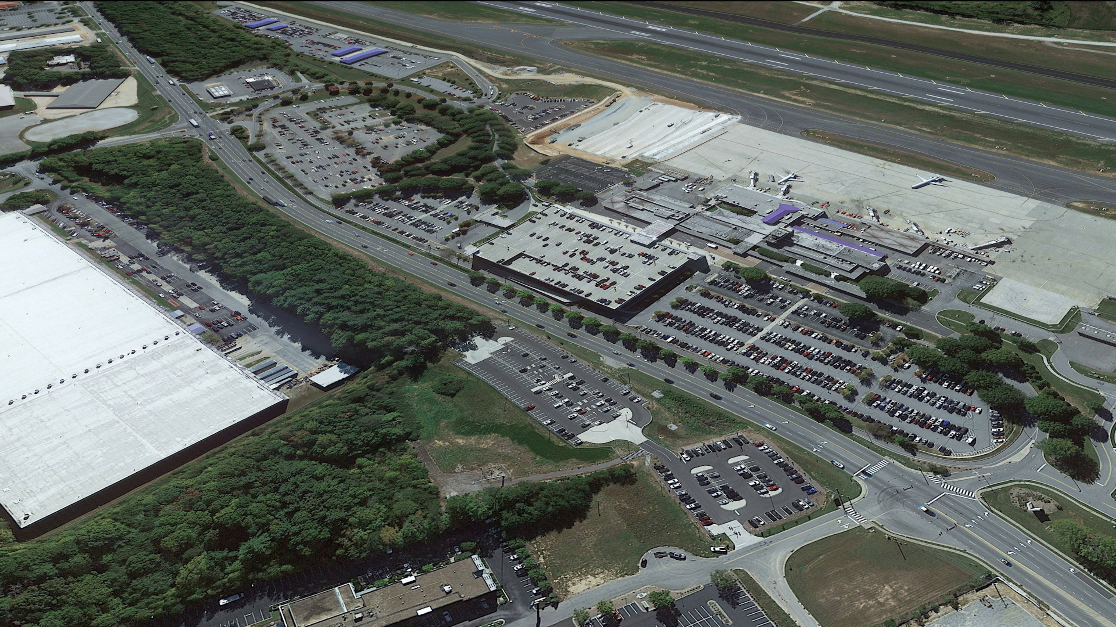 Aerial View of Asheville Airport Parking