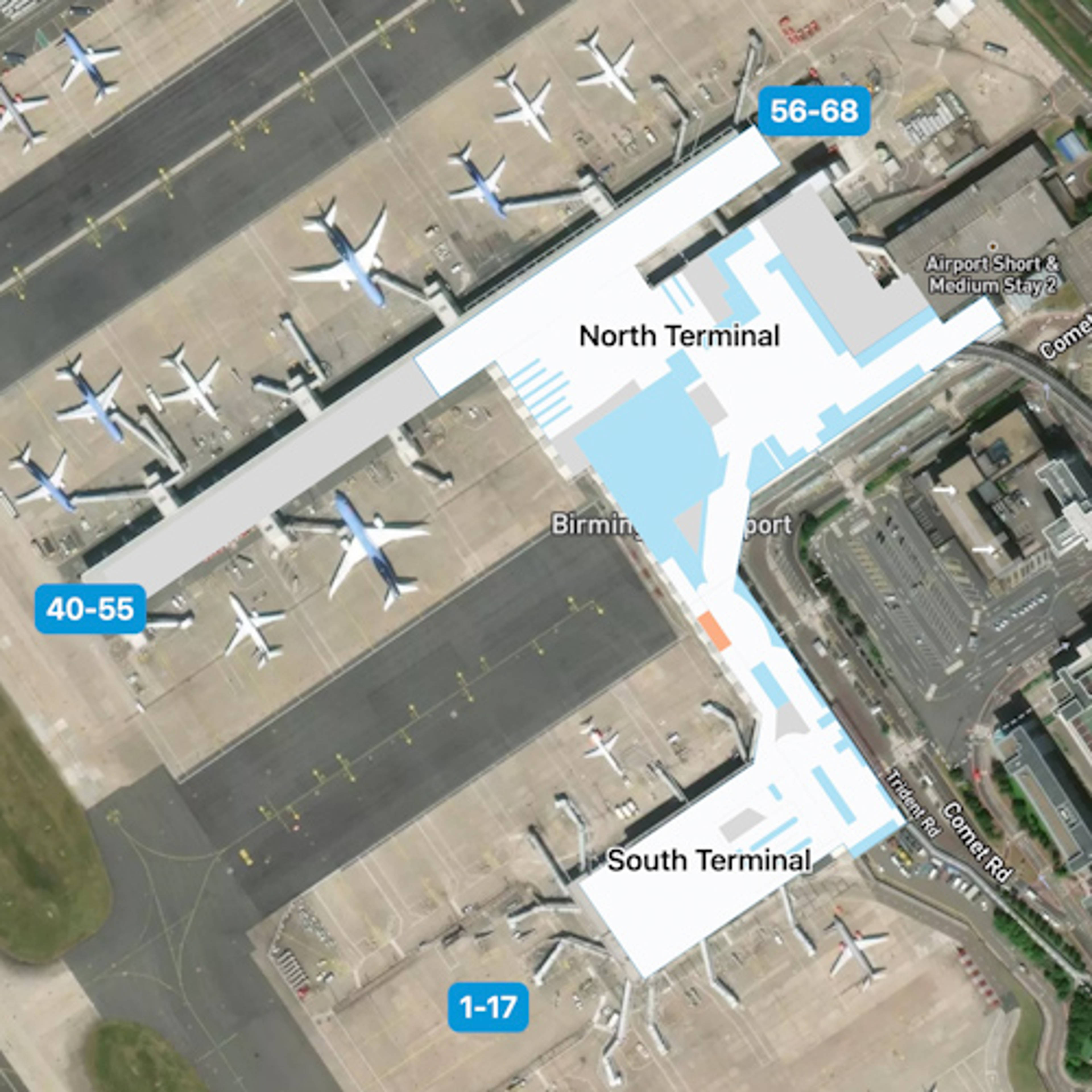 Birmingham UK Airport BHX Terminal Overview Map