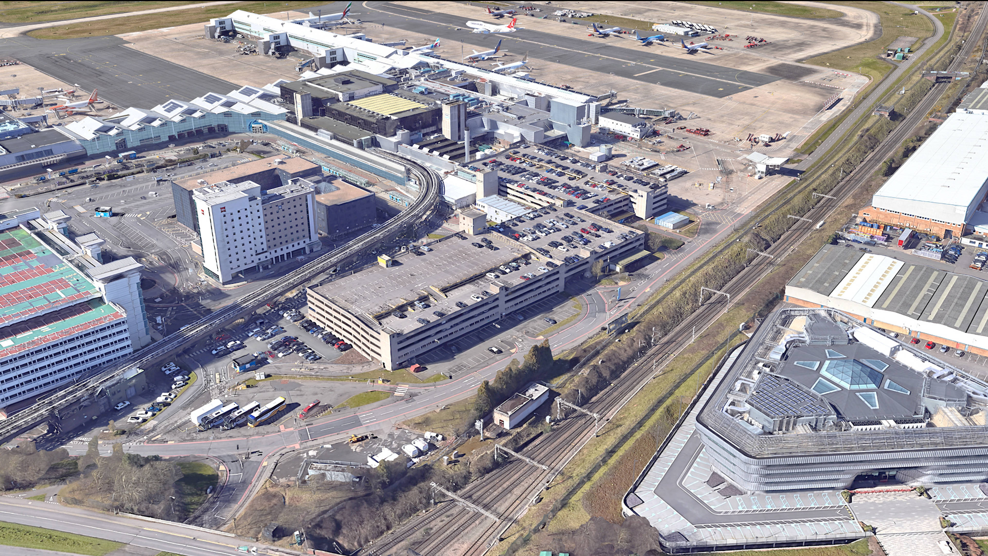 Aerial View of Birmingham Uk Airport Parking