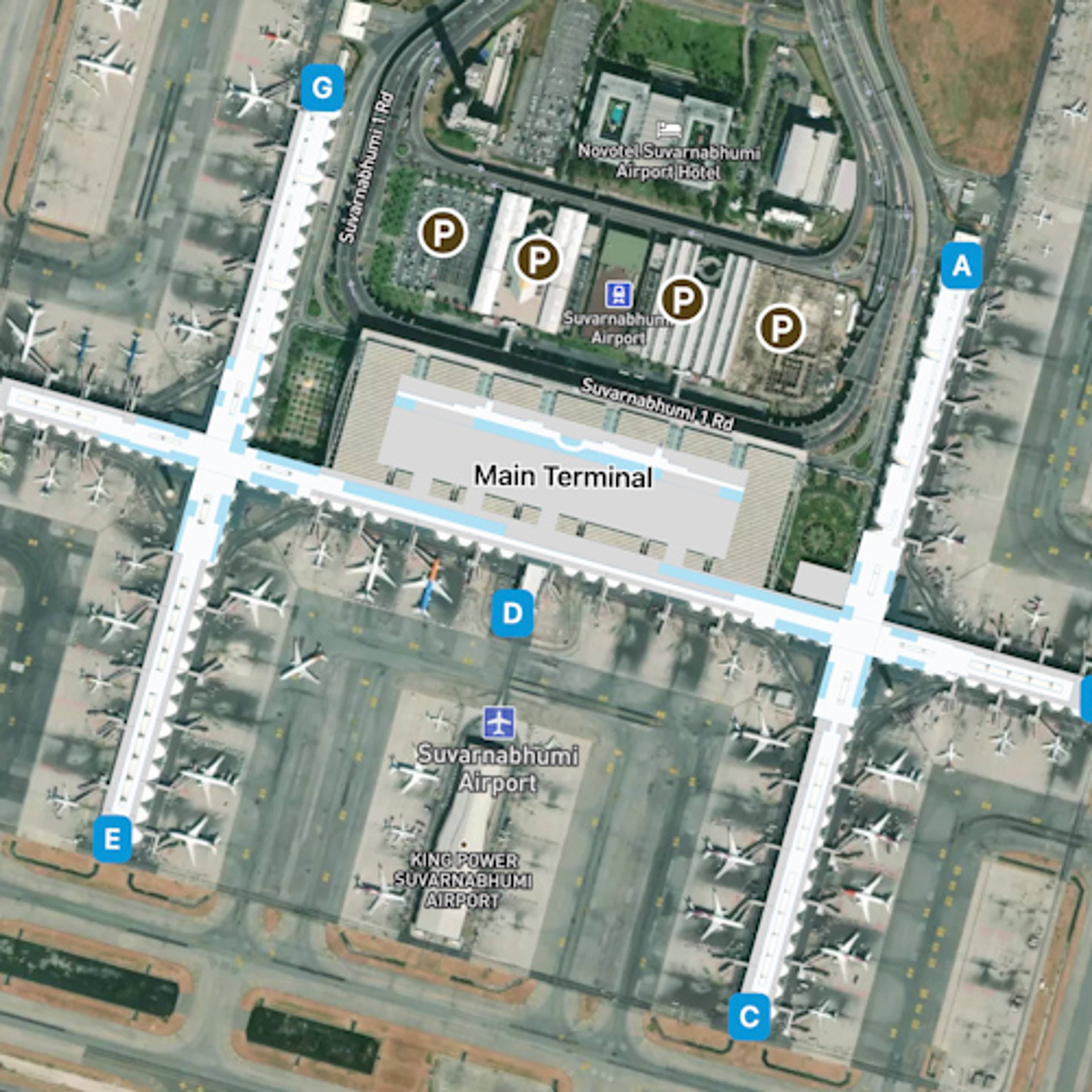 Bangkok Suvarnabhumi Airport BKK Terminal Overview Map
