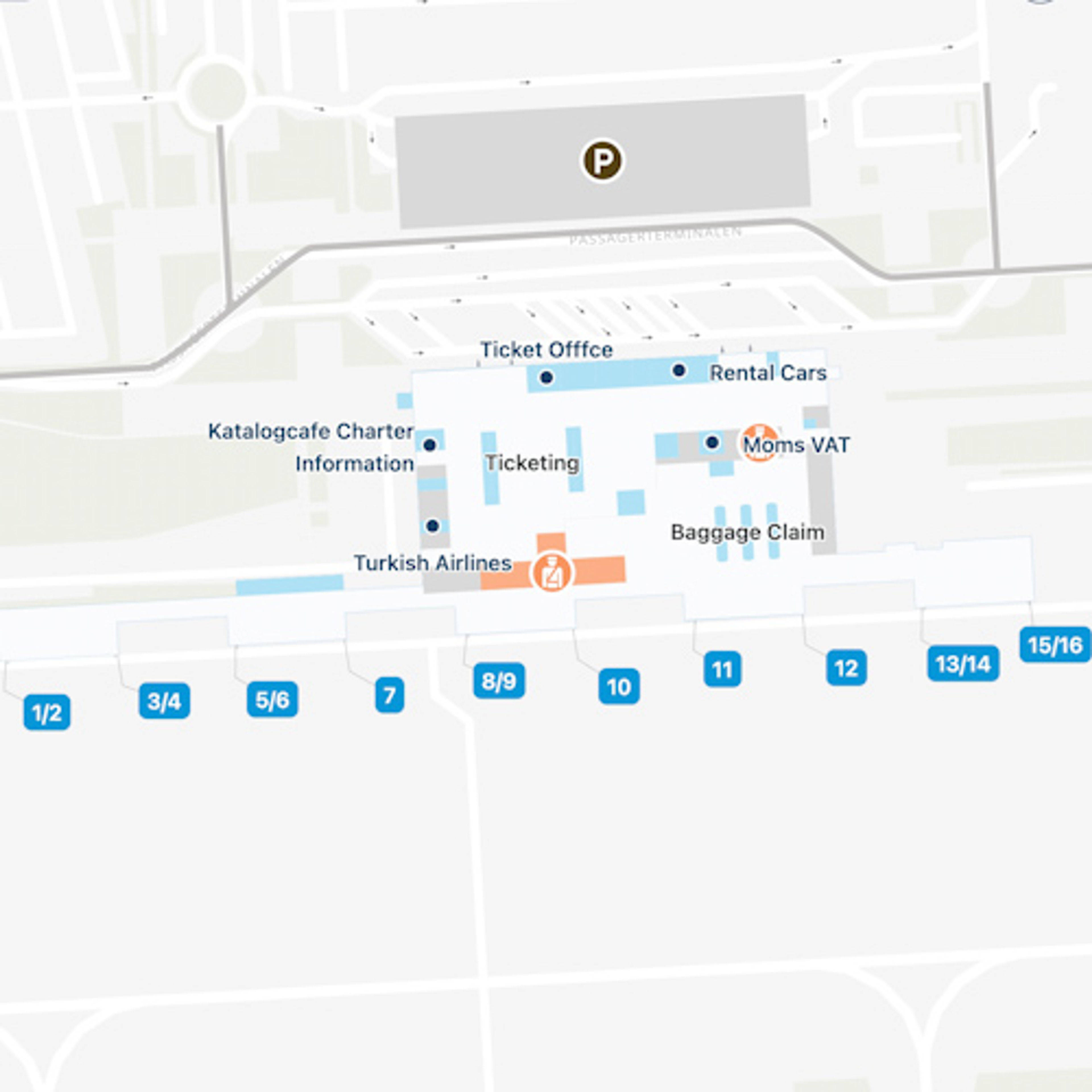 Billund Airport BLL Intl Terminal Map