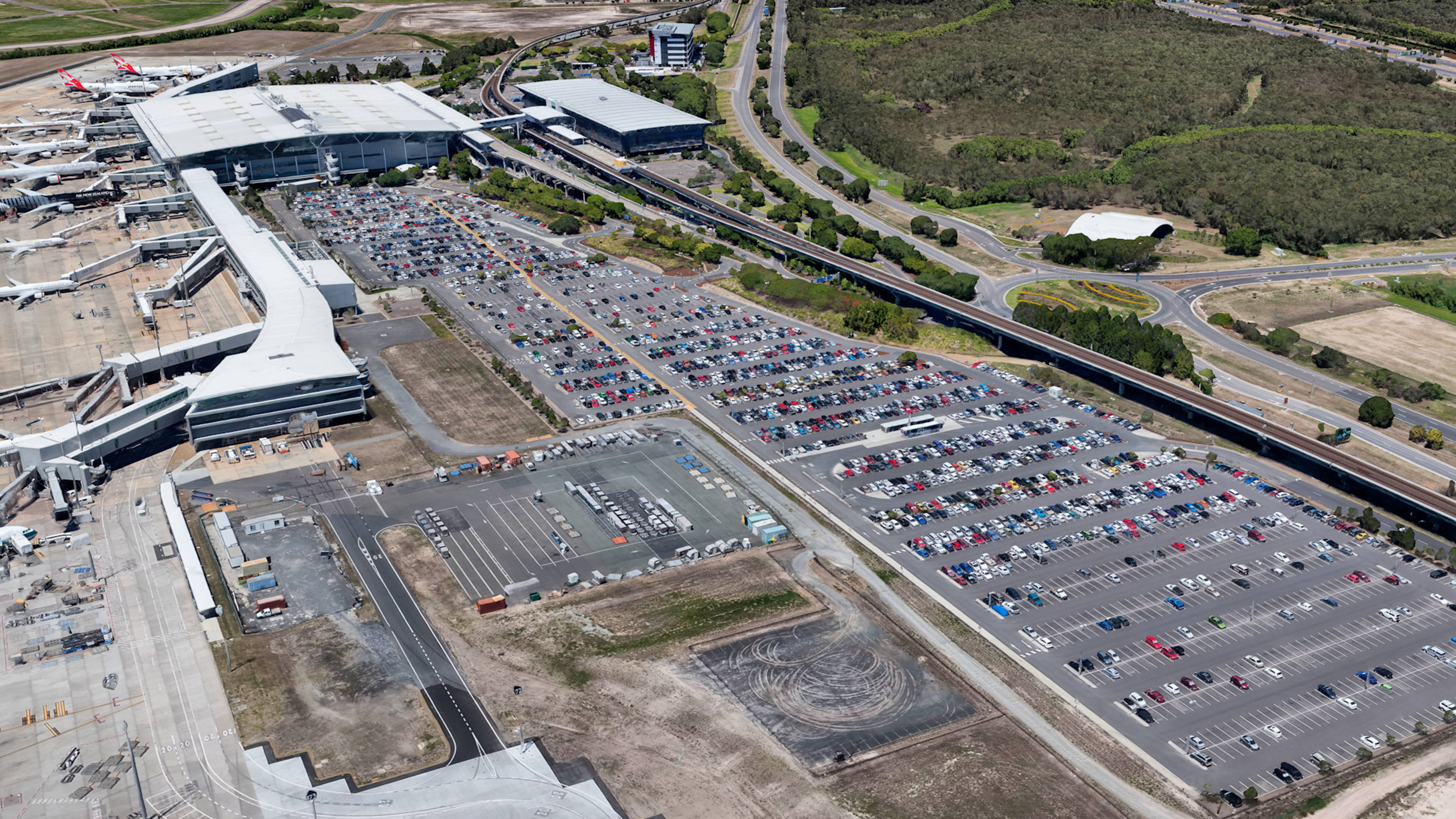 Aerial View of Brisbane Airport Parking