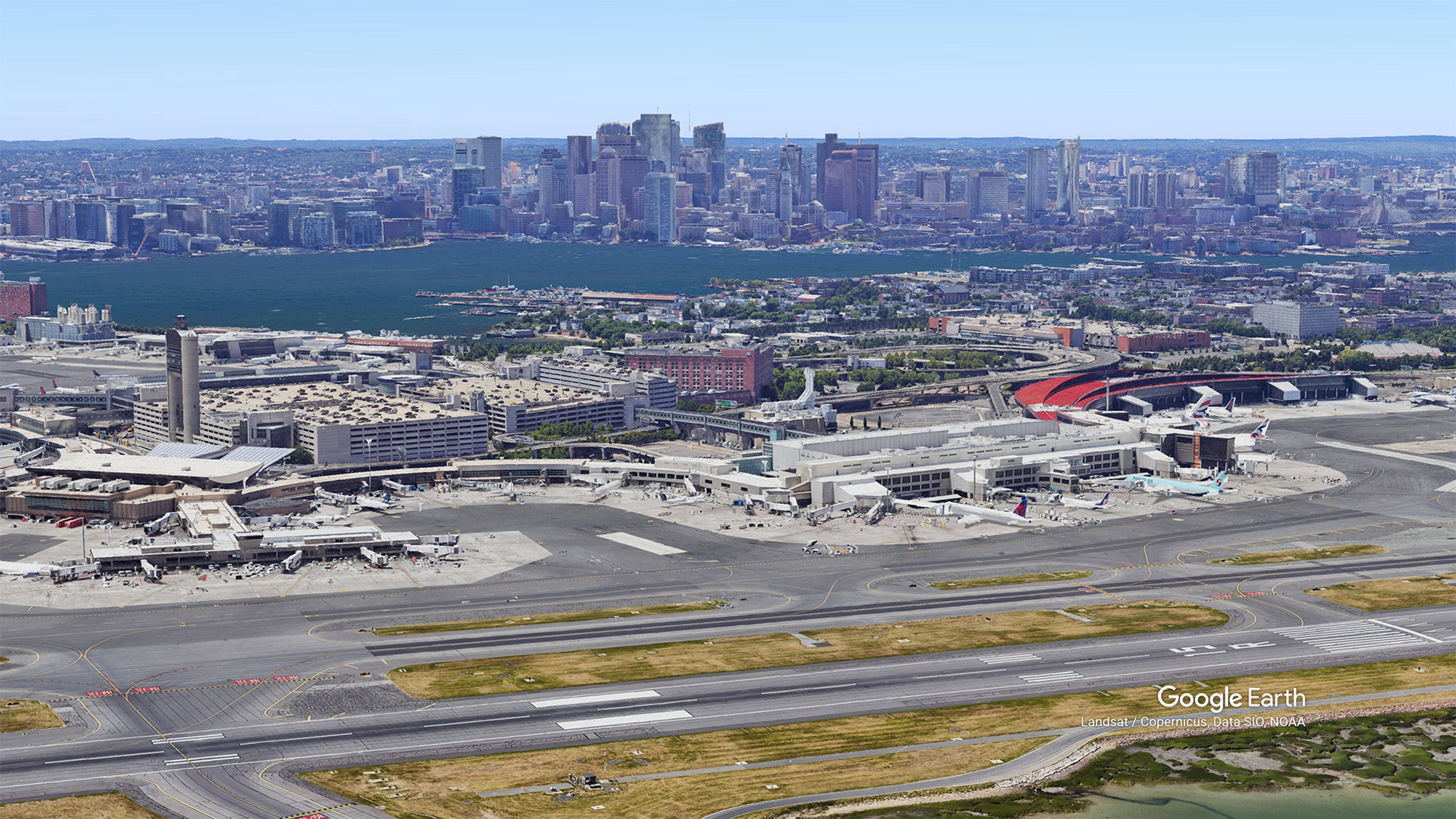 Aerial View of Boston Logan Airport