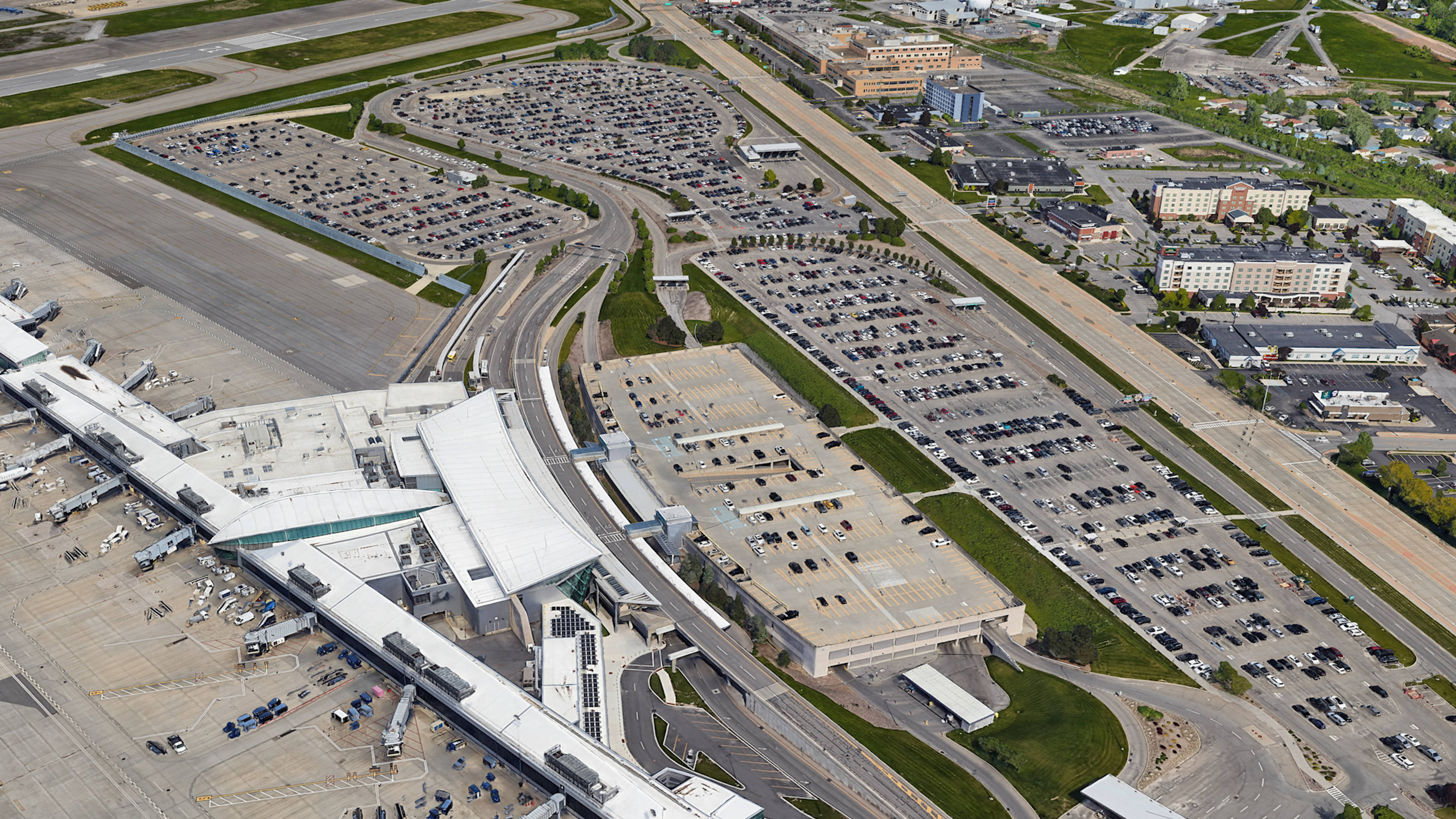 Aerial View of Buffalo Niagra Airport Parking