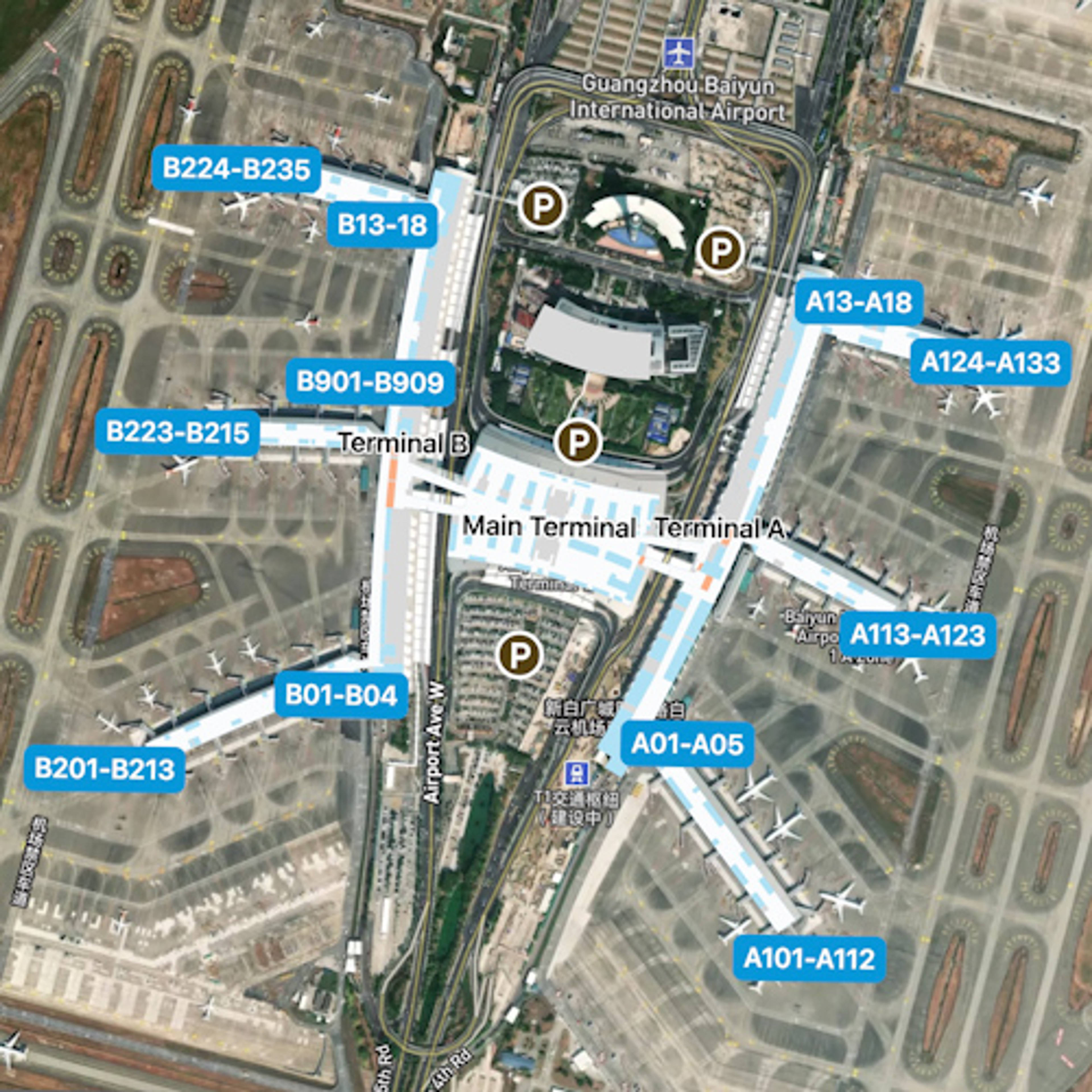 Guangzhou Baiyun Airport CAN Terminal Overview Map