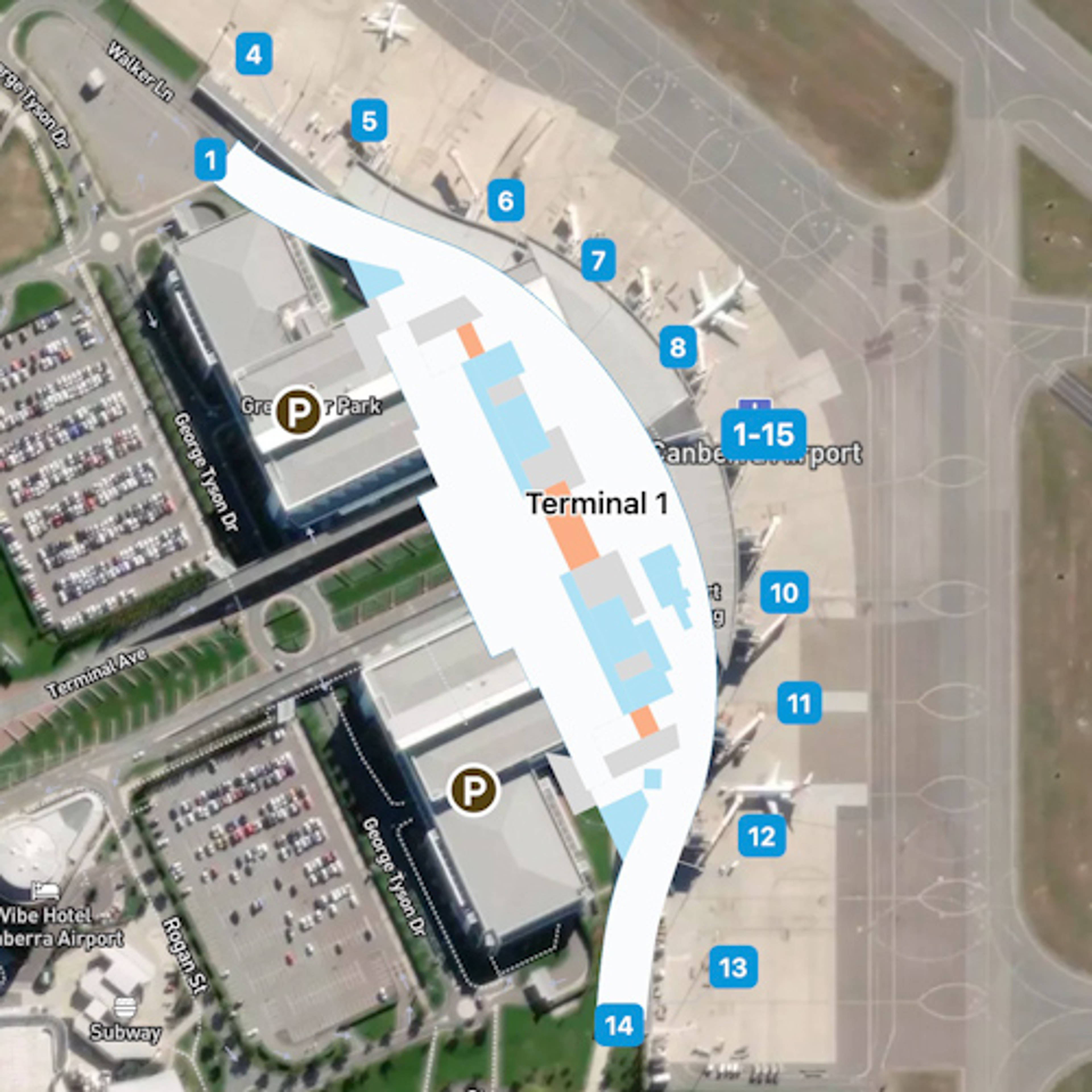 Canberra Airport CBR Terminal Overview Map