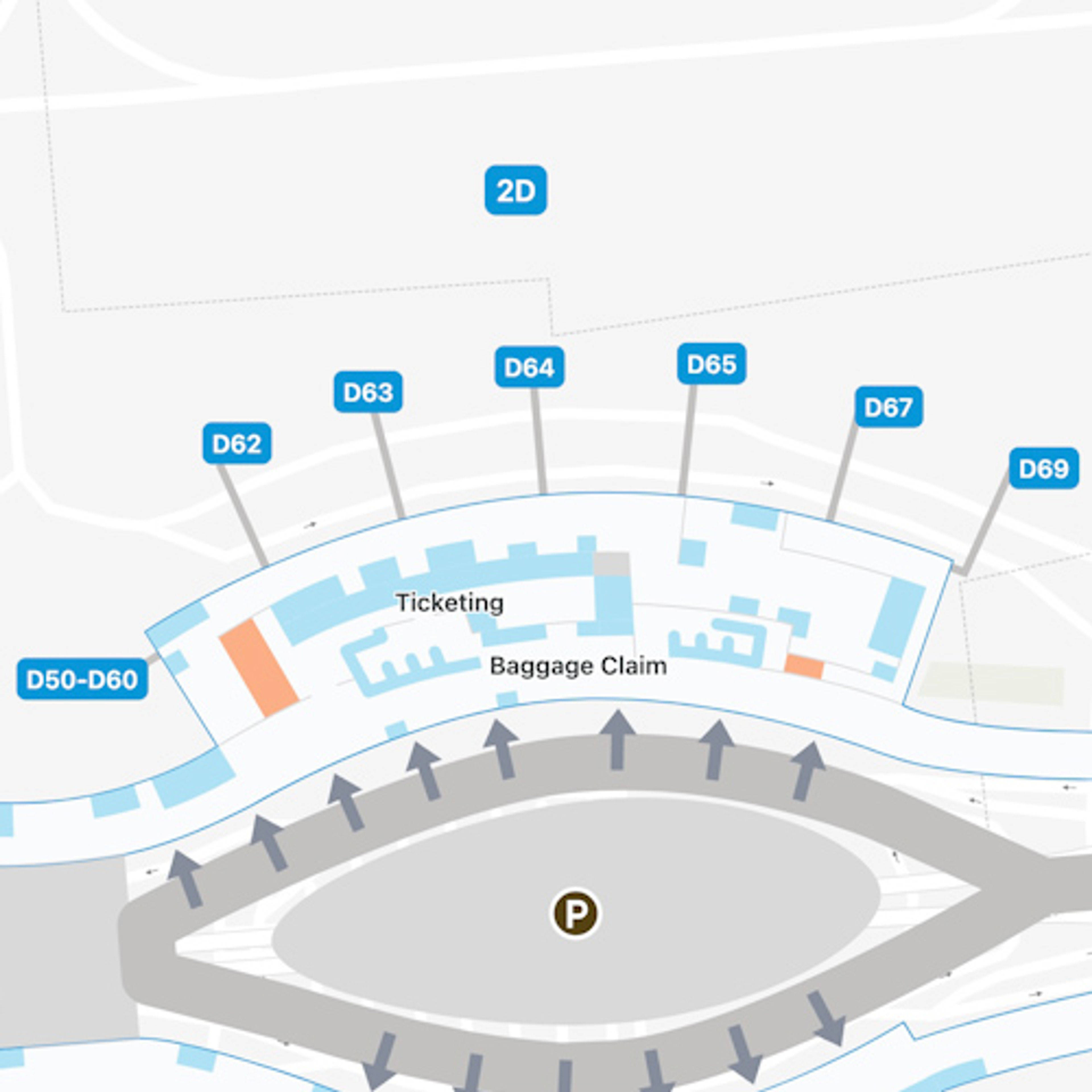 Paris de Gaulle Airport CDG Terminal 2D Map