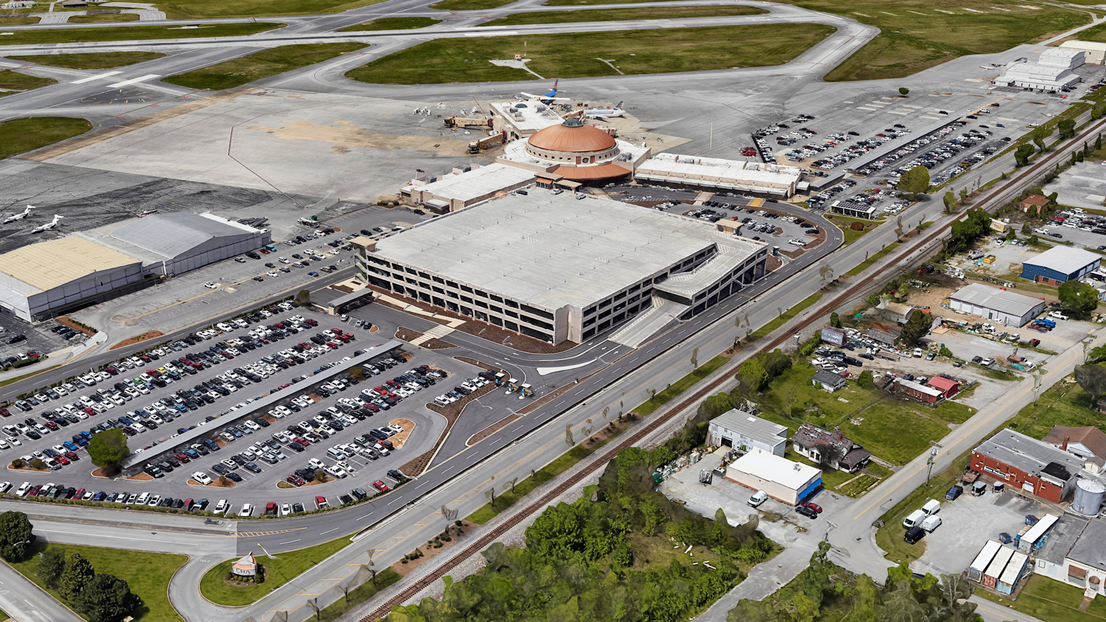 Aerial View of Chattanooga Airport Parking