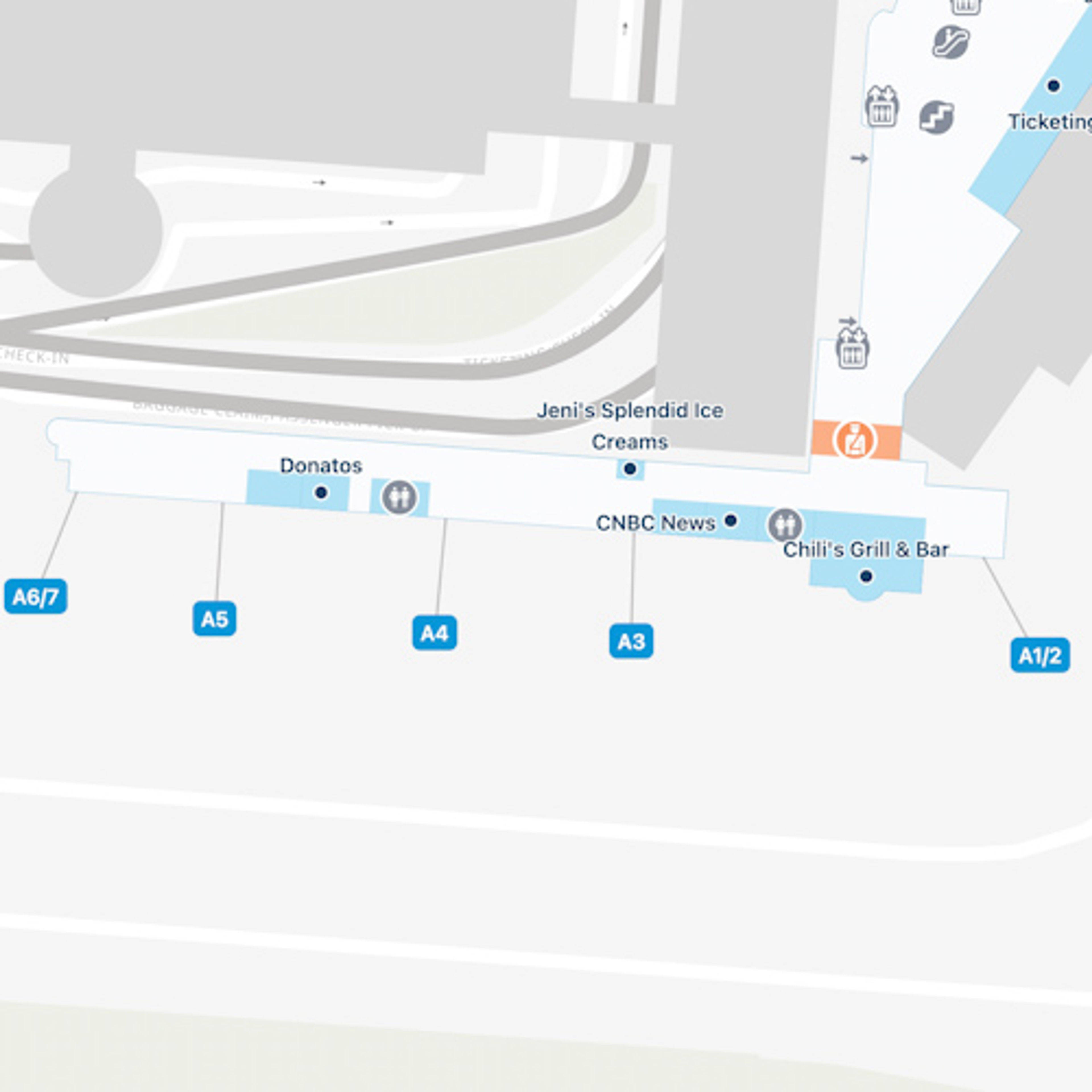 John Glenn Columbus Airport CMH Concourse A Map