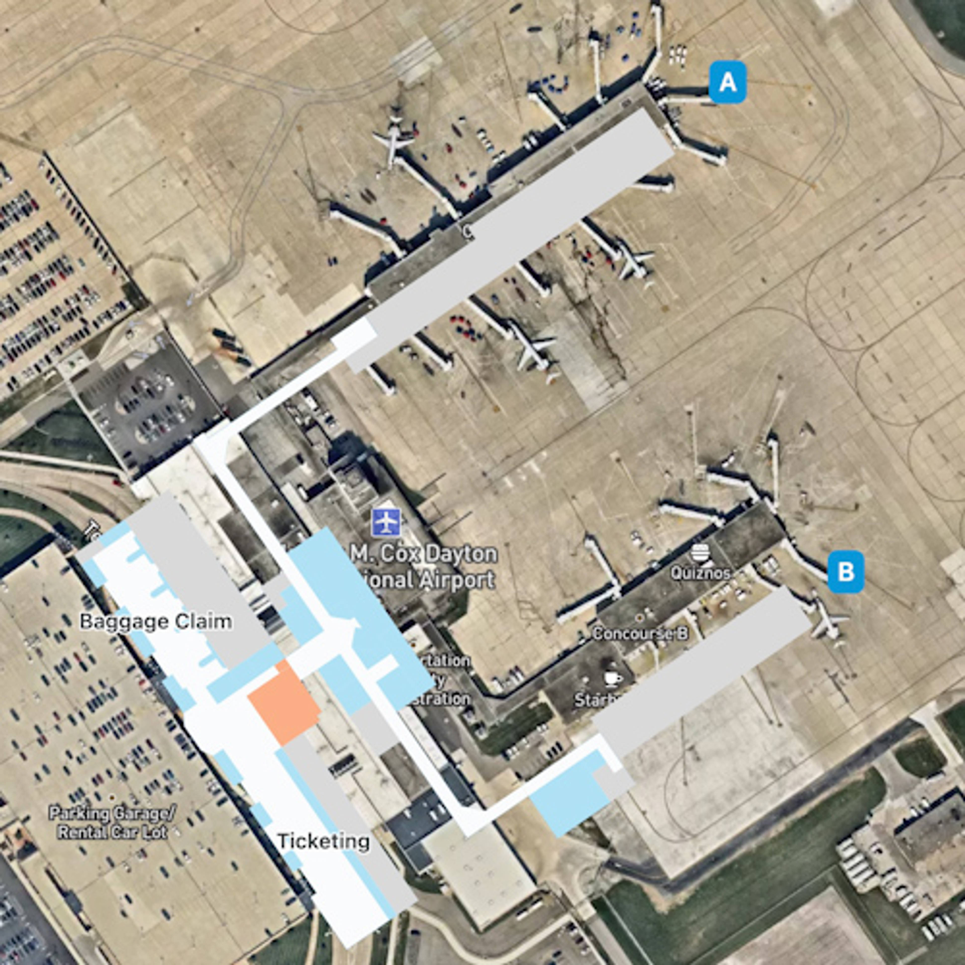 Dayton James Cox Airport DAY Terminal Overview Map