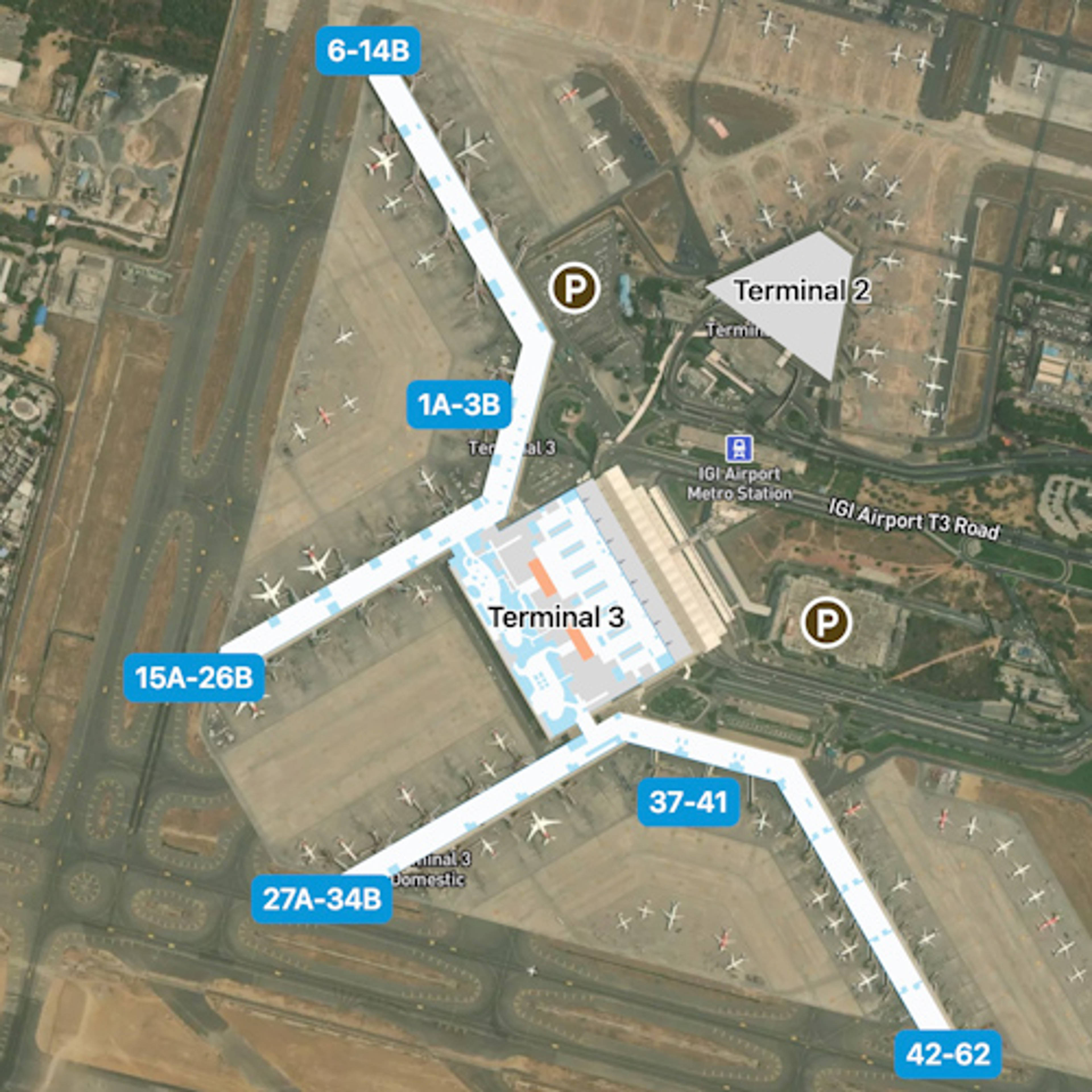 New Delhi Indira Gandhi Airport DEL Terminal Overview Map