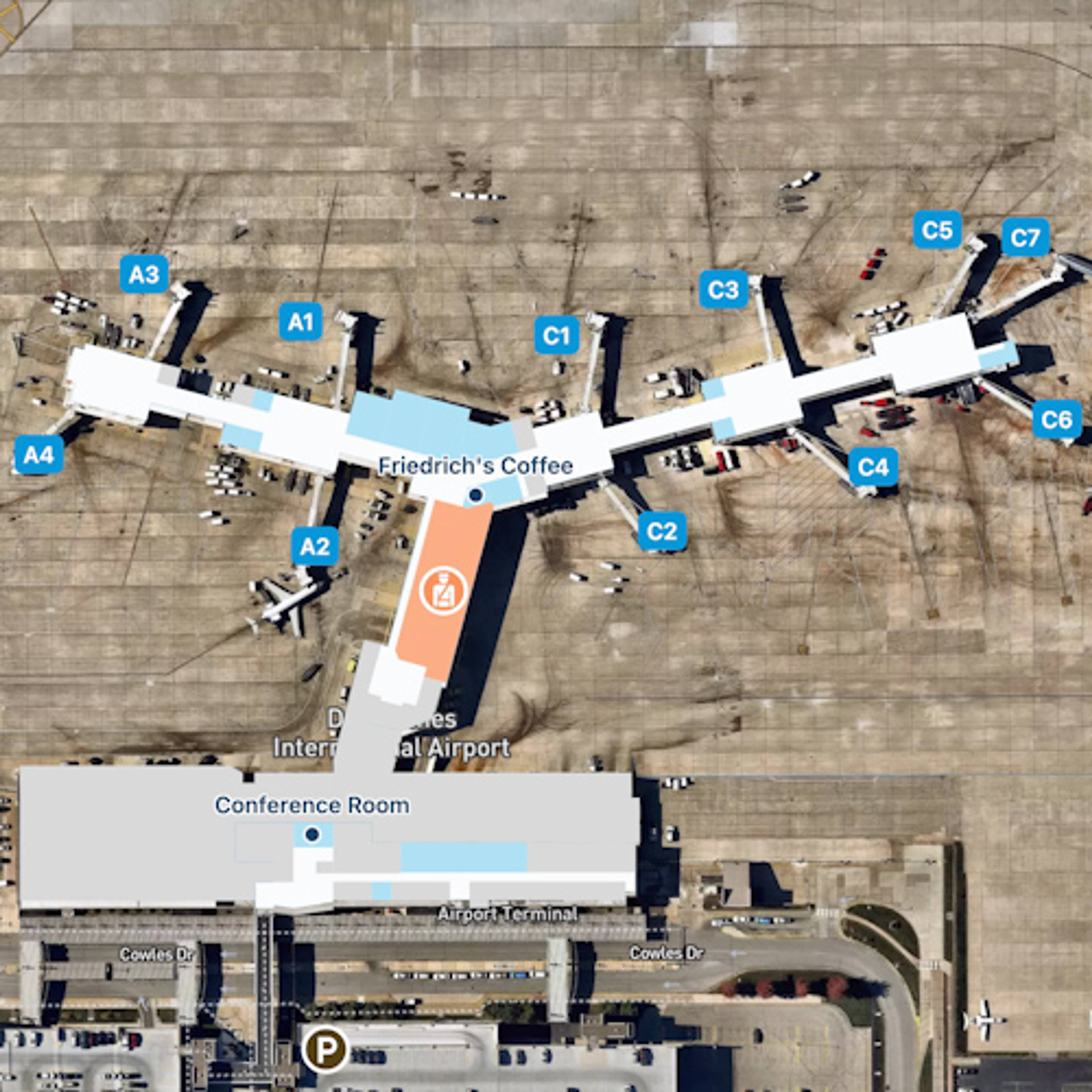 Des Moines Airport DSM Terminal Overview Map