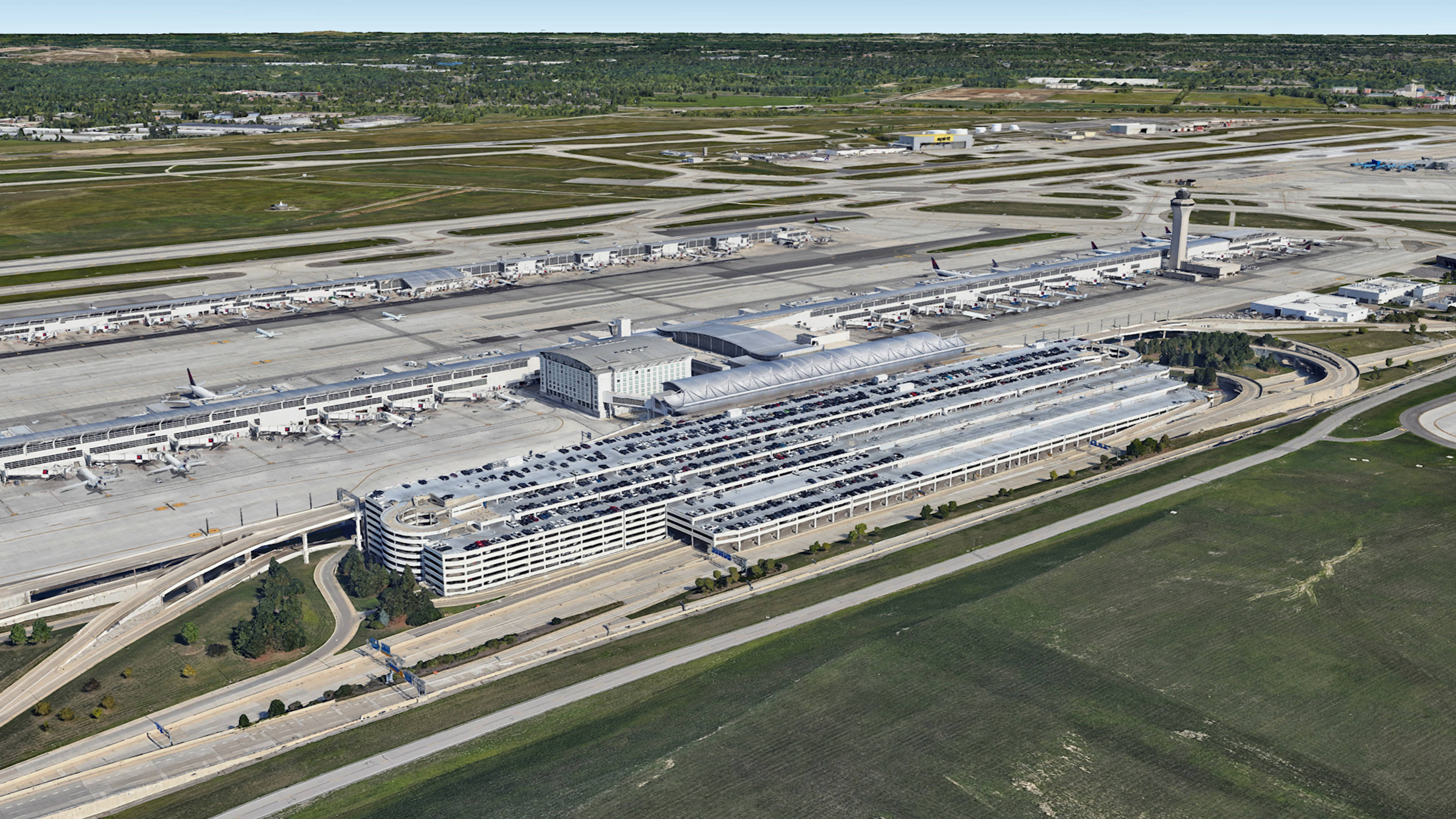  Aerial View of Detroit Airport Parking