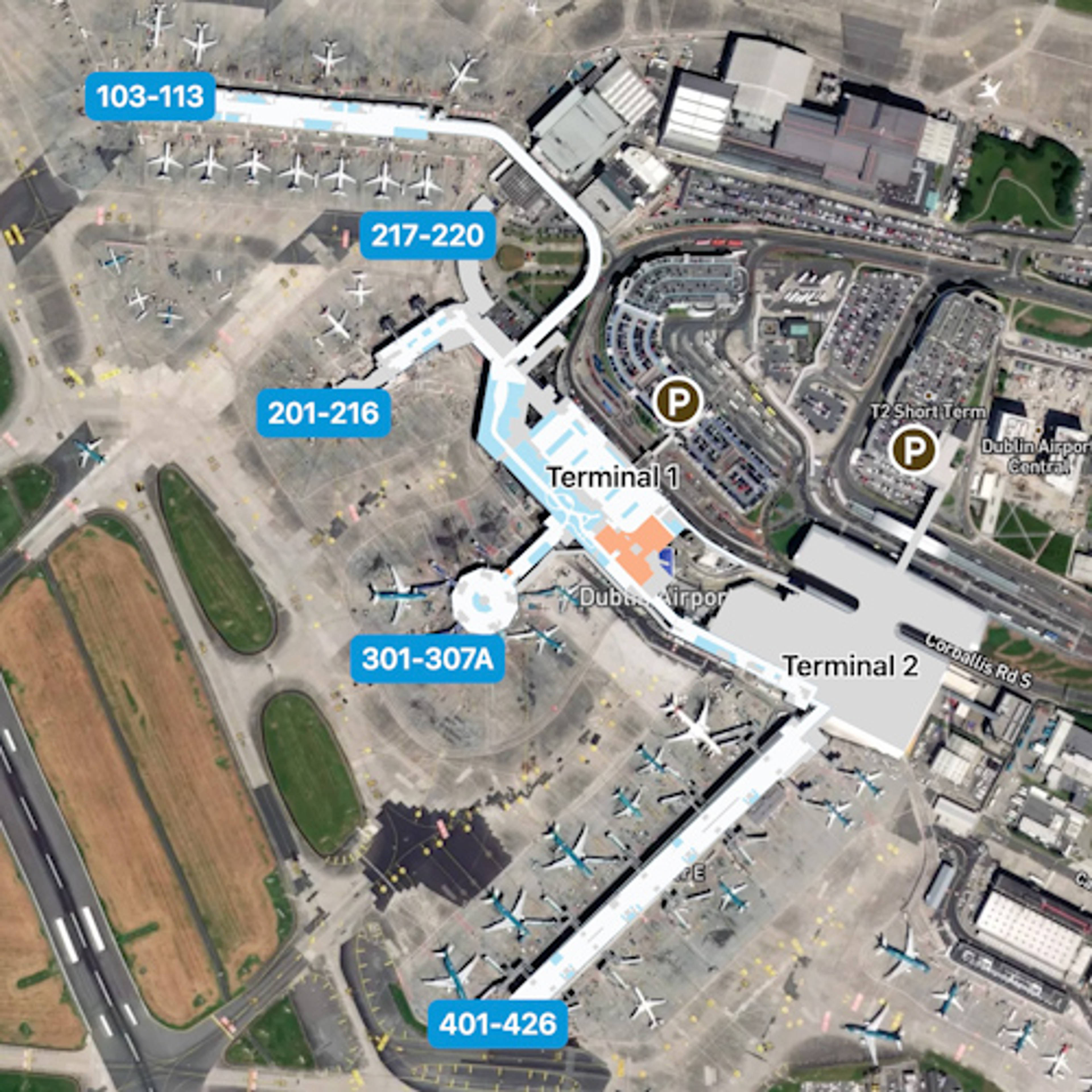 Dublin Airport DUB Terminal Overview Map