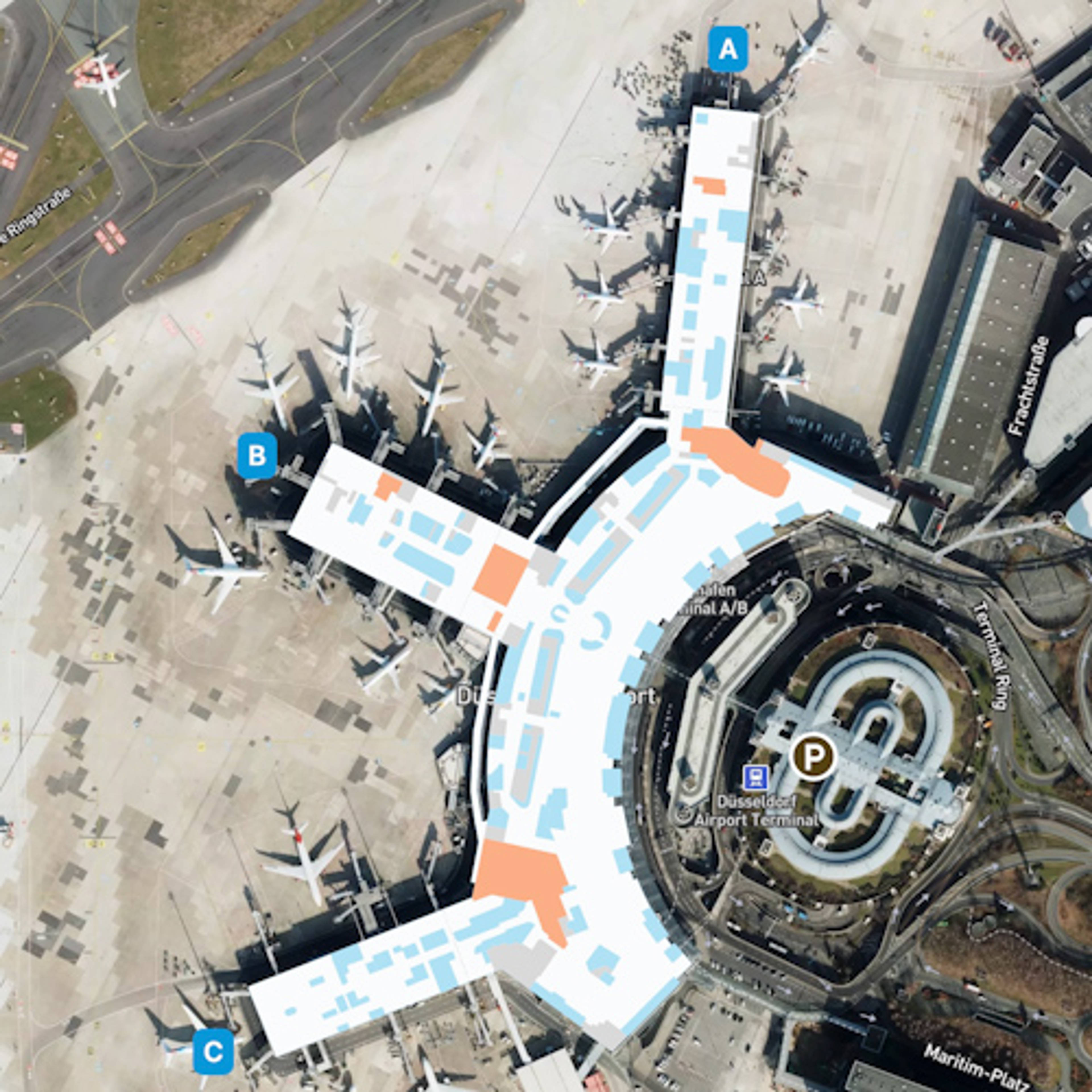 Dusseldorf Airport DUS Terminal Overview Map