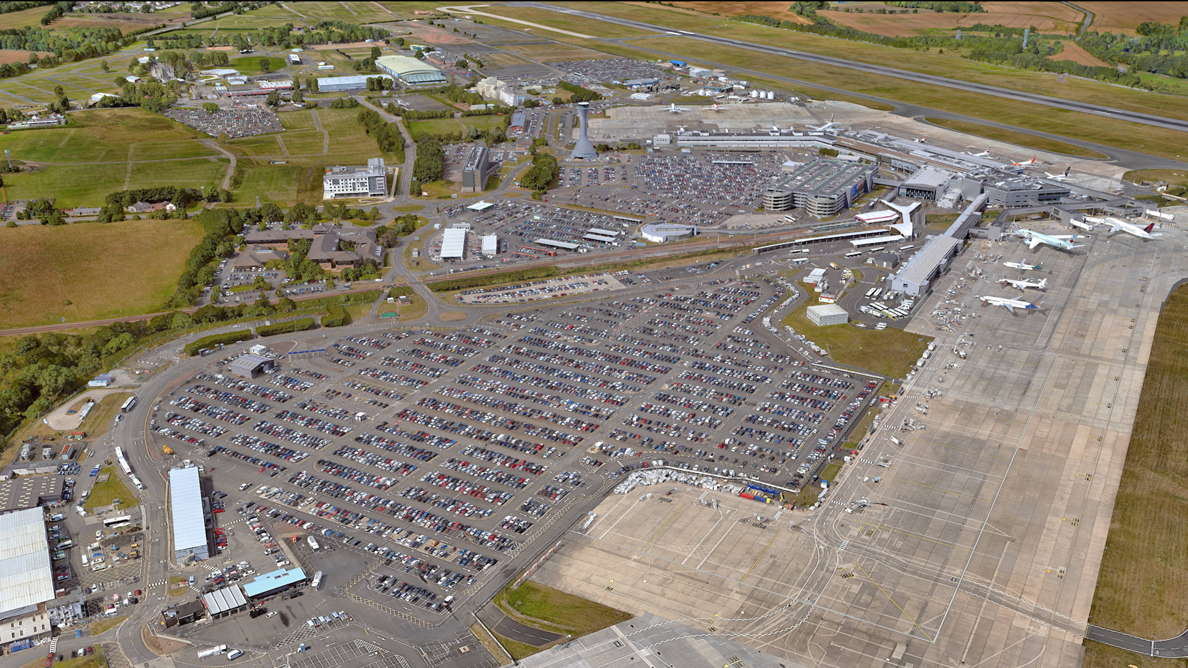 Aerial View of Edinburgh Airport Parking