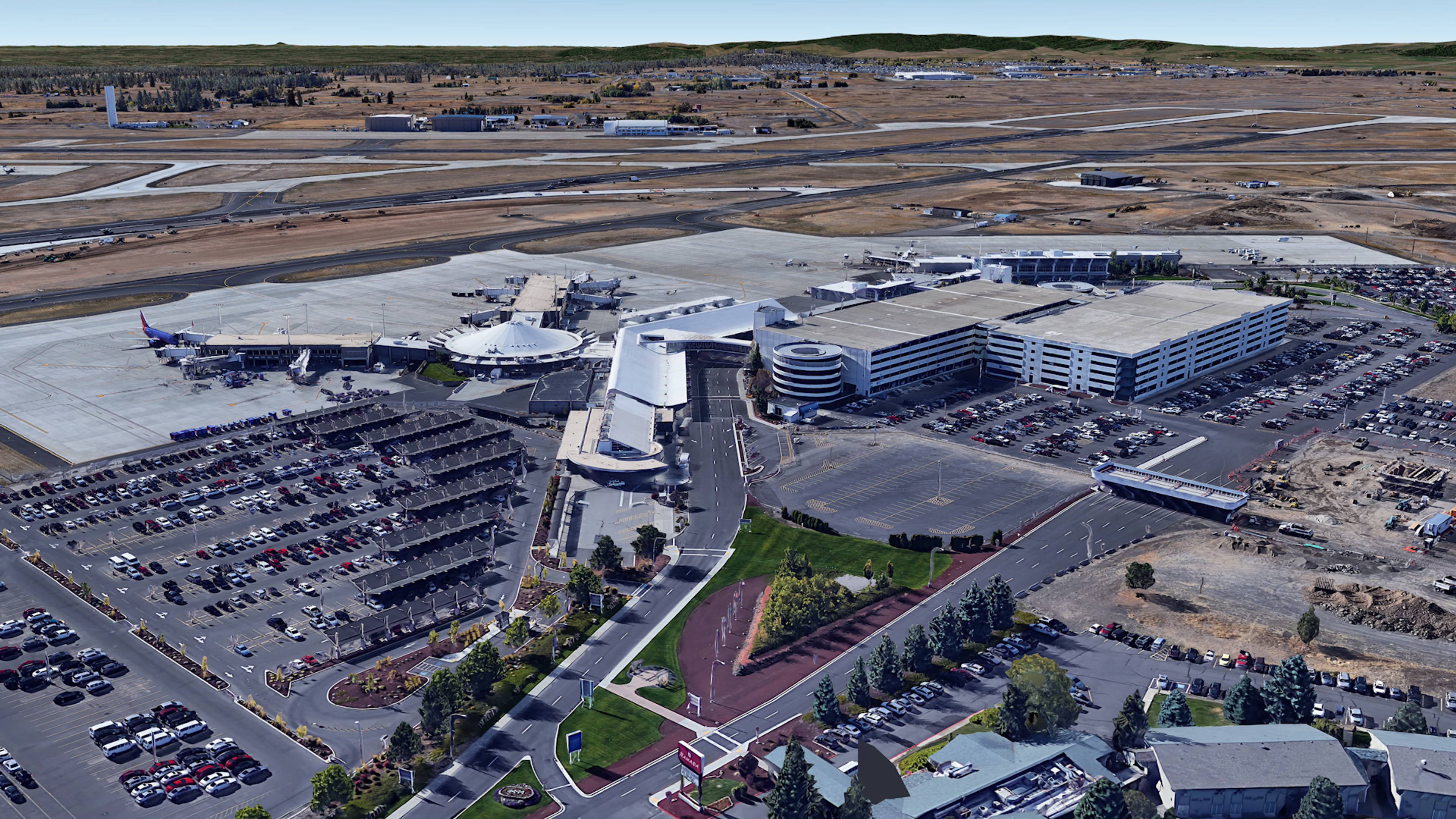 Aerial View of Spokane Airport Parking