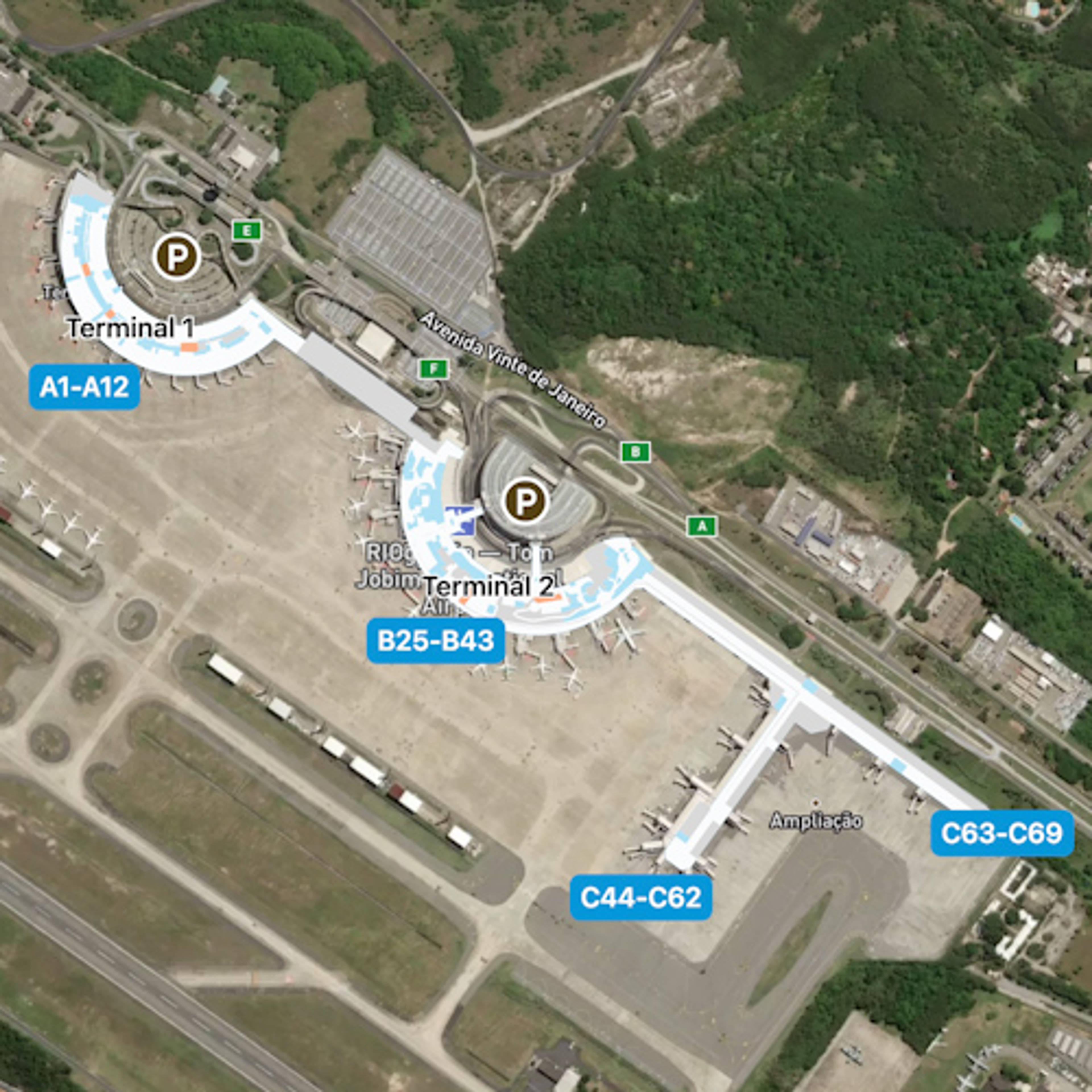 Rio de Janeiro Galeao Airport GIG Terminal Overview Map