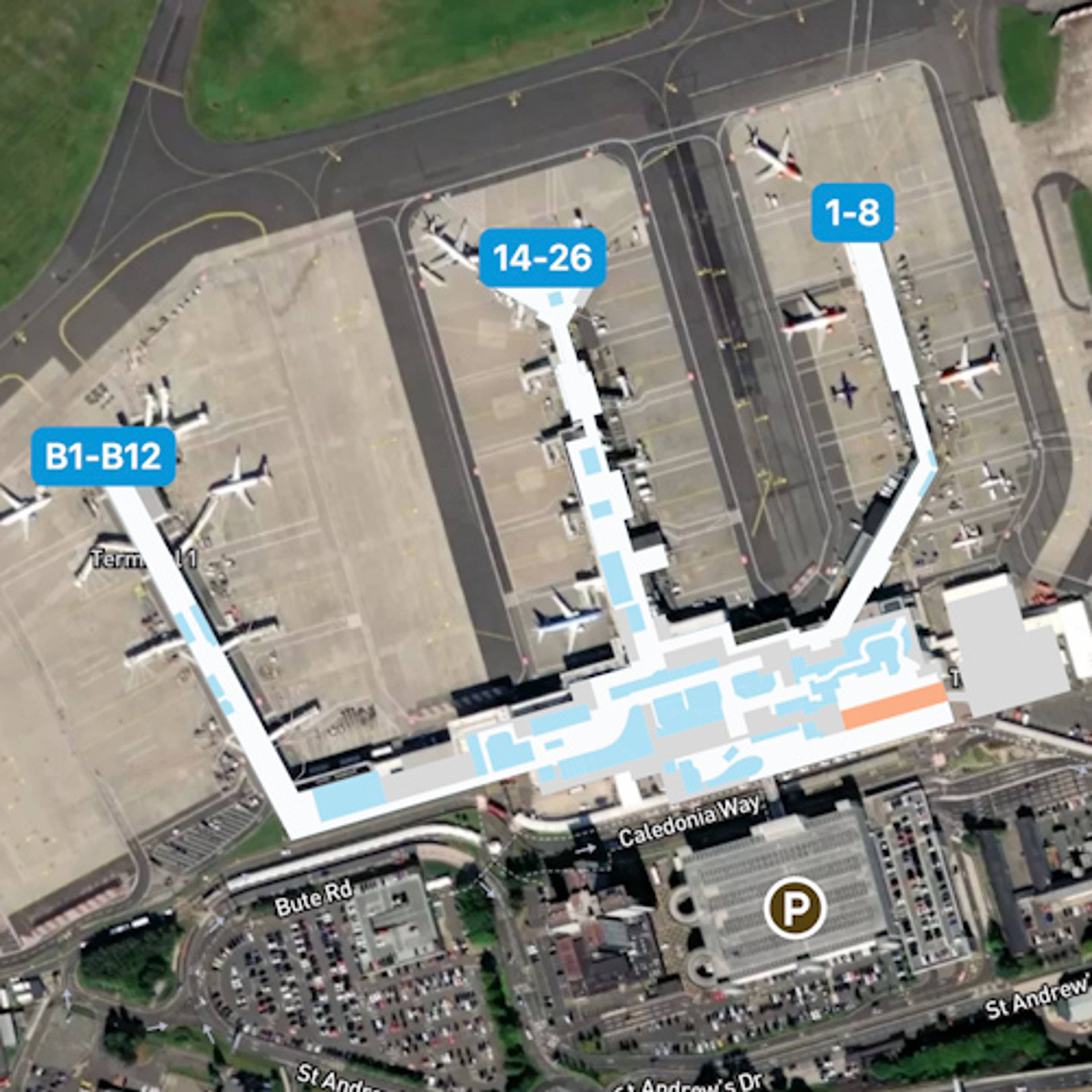 Glasgow Airport GLA Terminal Overview Map