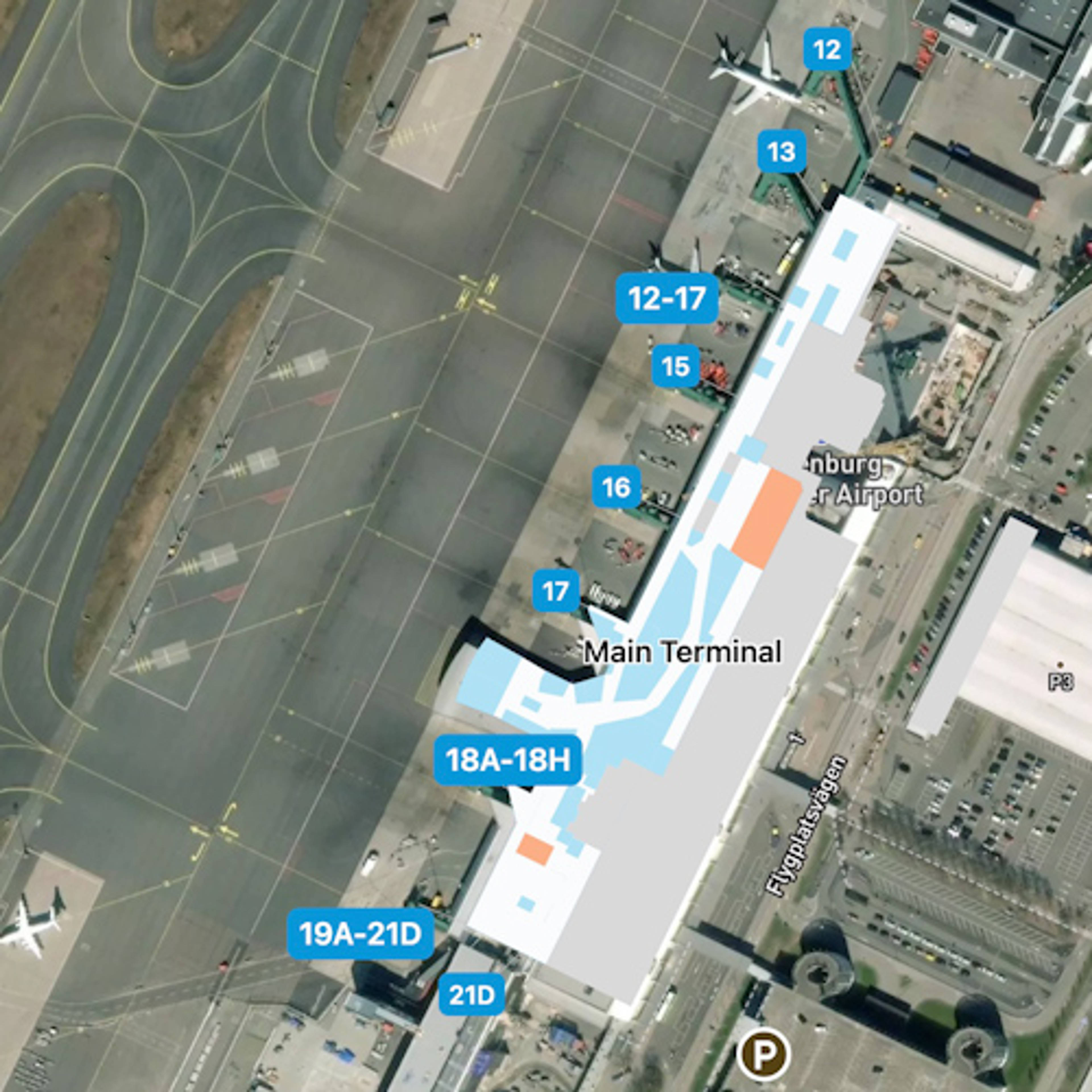 Goteborg-Landvetter Airport GOT Terminal Overview Map