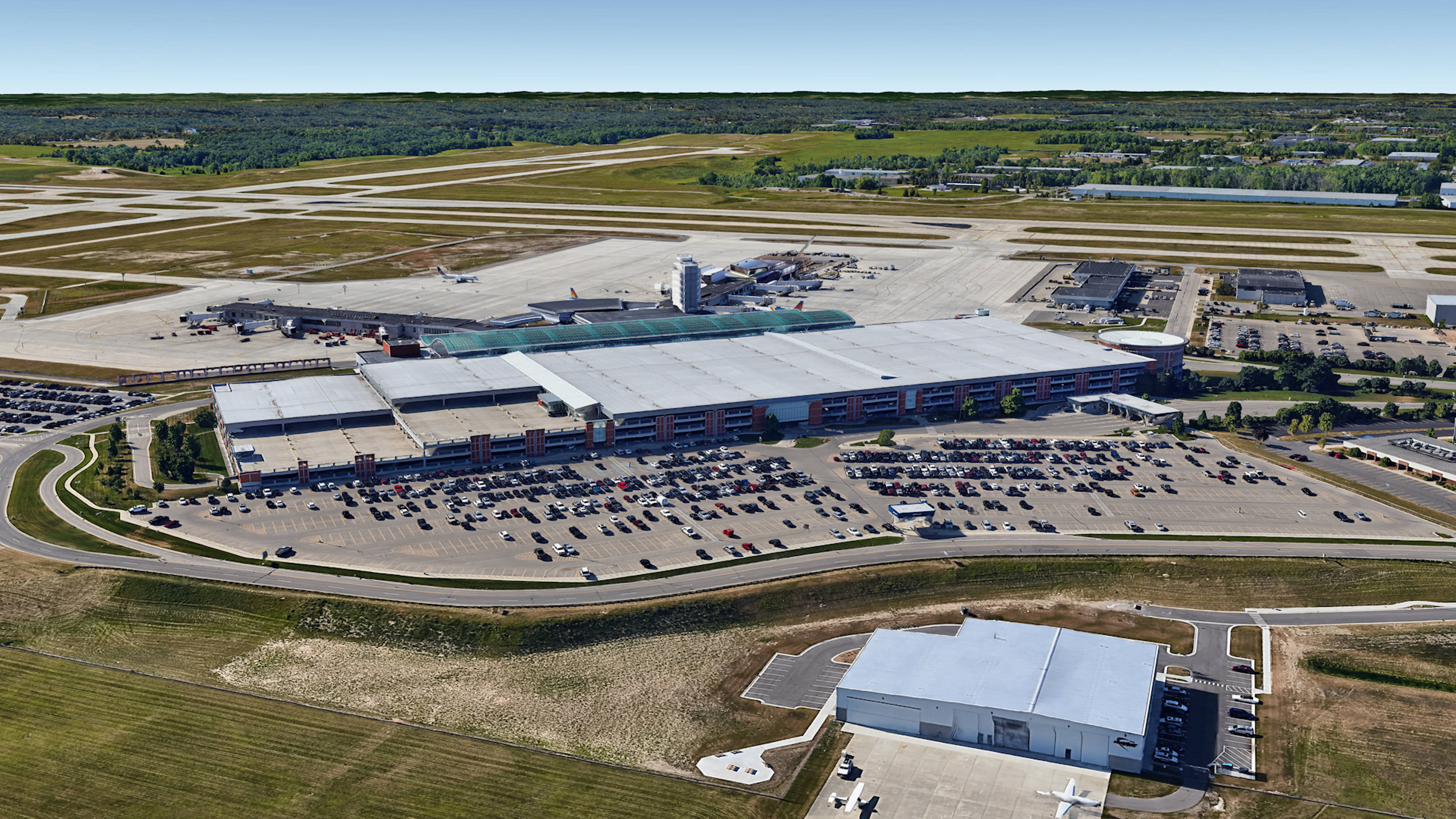 Aerial View of Gerald Ford Airport Parking